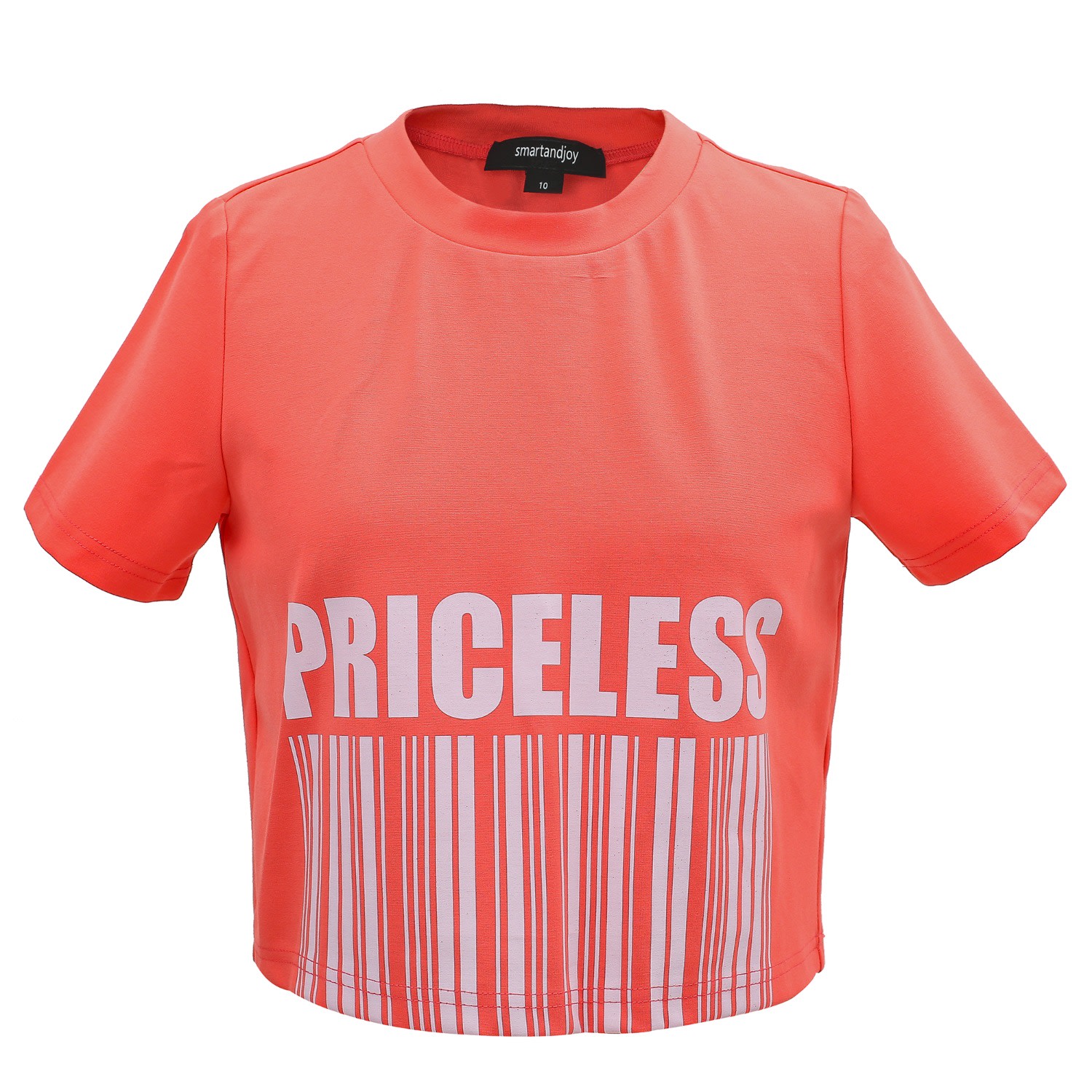 Smart And Joy Women's Pink / Purple Typo Print Crop T-shirt - Coral In Pink/purple