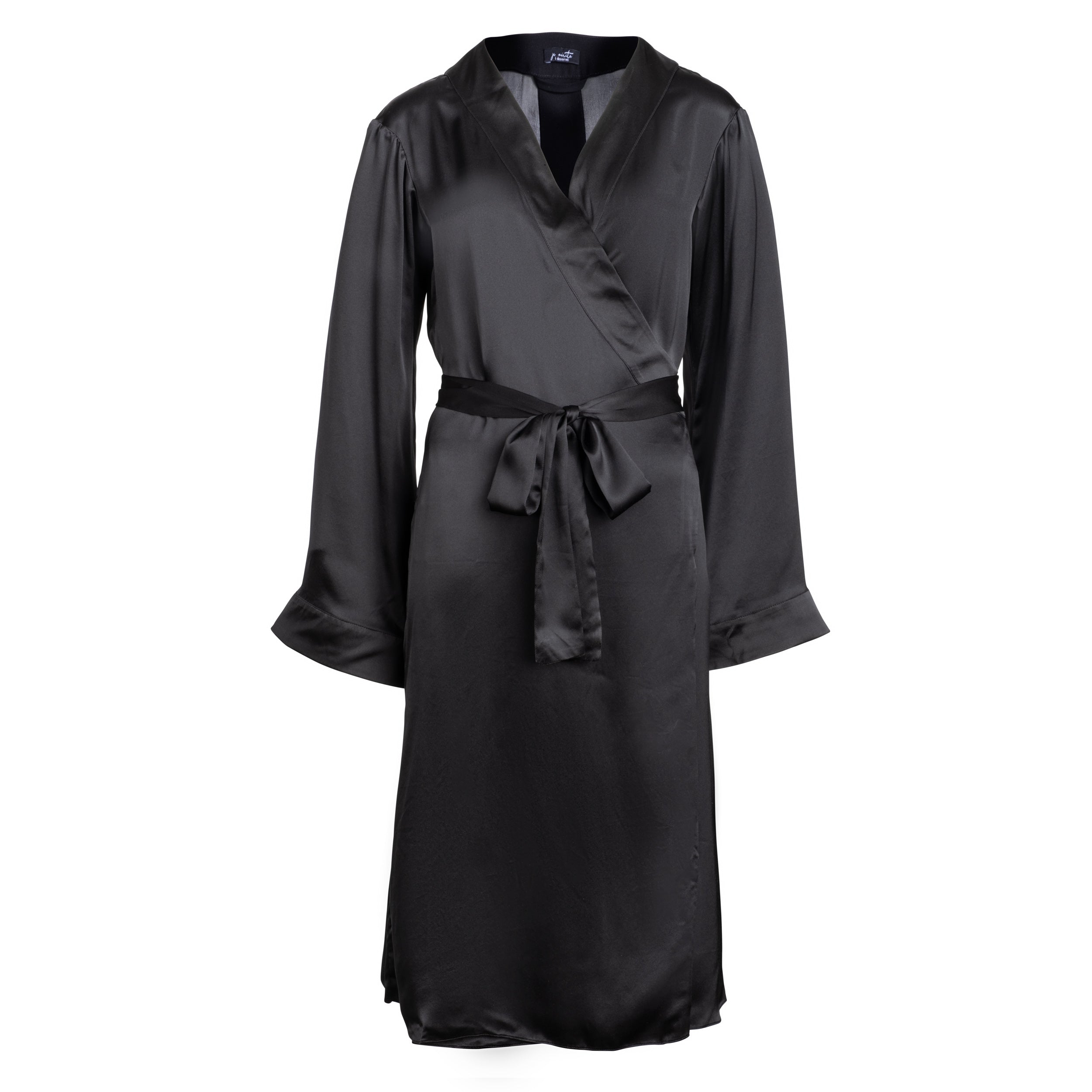 Je Mérite (i Deserve) Women's Lola Silk Wrap Robe In Black In Black