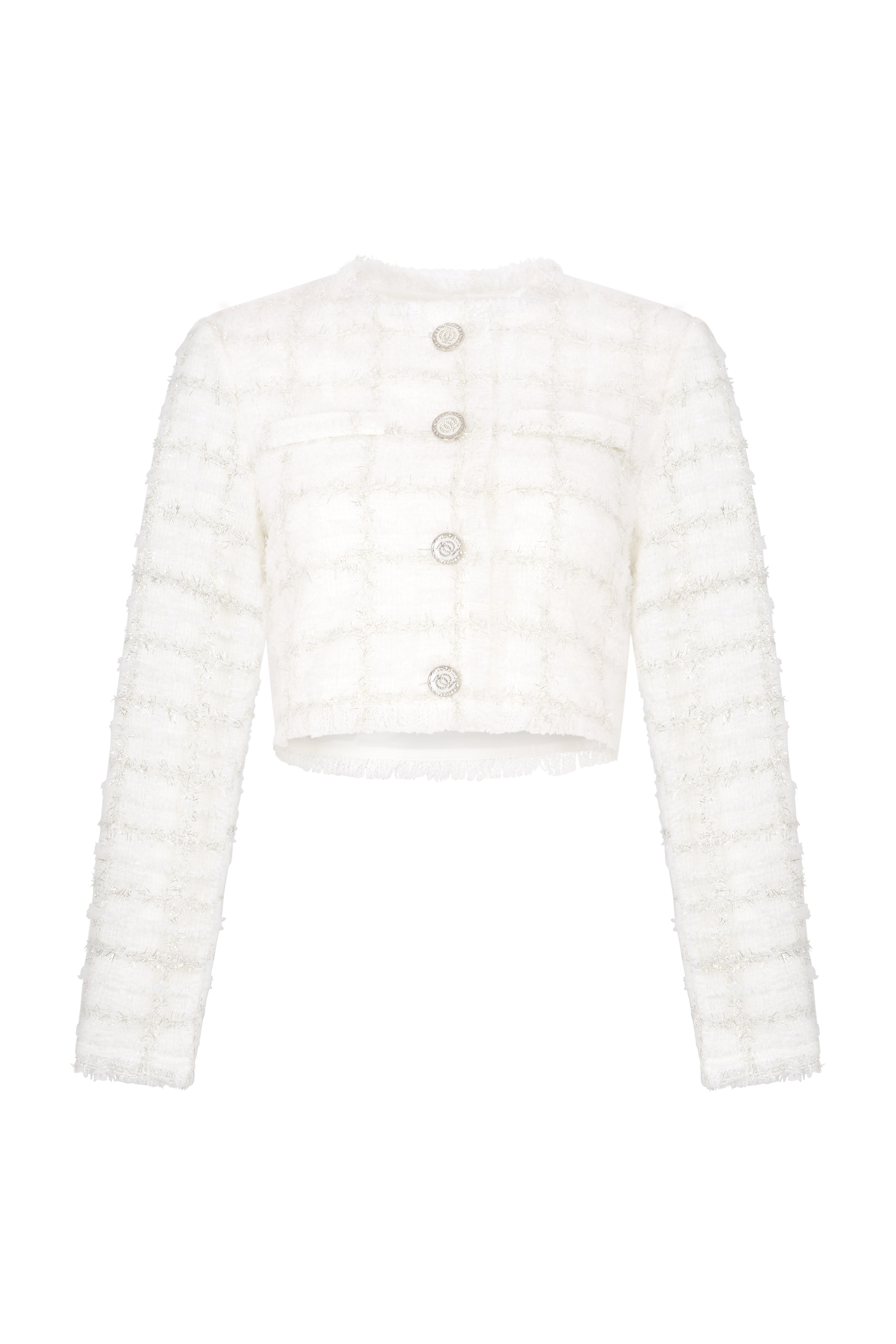 God Save Queens Women's White Executive Tweed Jacket In White