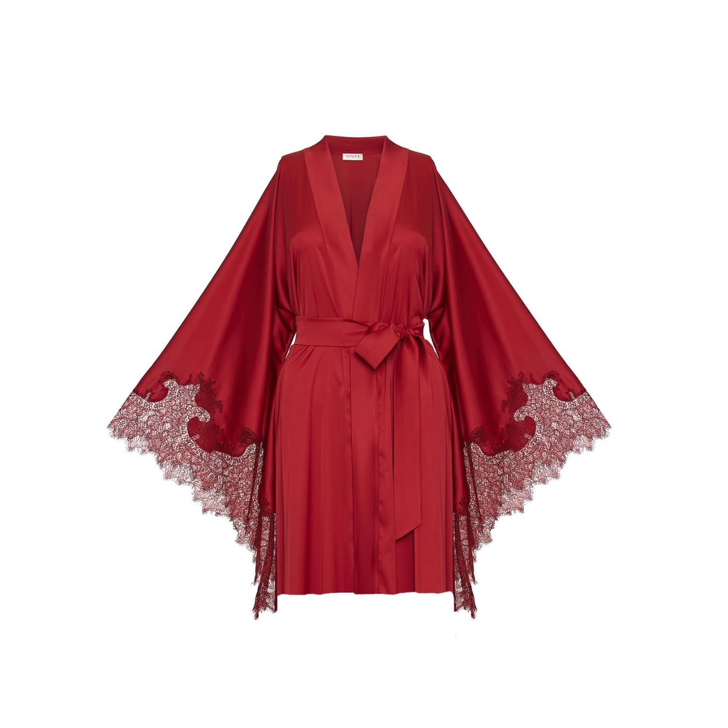 Avenue 8 Women's Lace Detailed Mini Robe - Red In Red