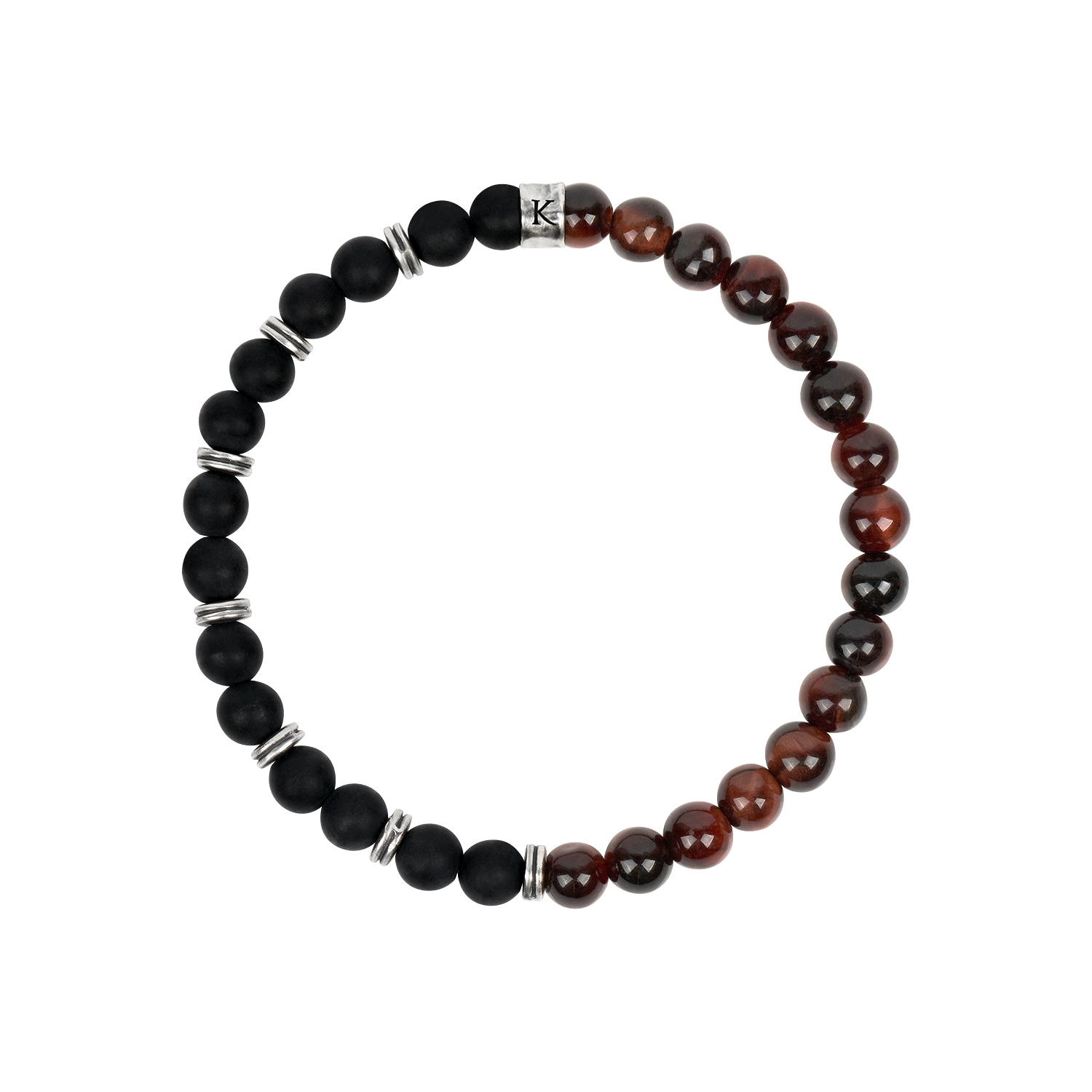 Karma And Luck Men's Black / Red Spiritual Vitality - Onyx Red Tiger's Eye Bracelet In Brown