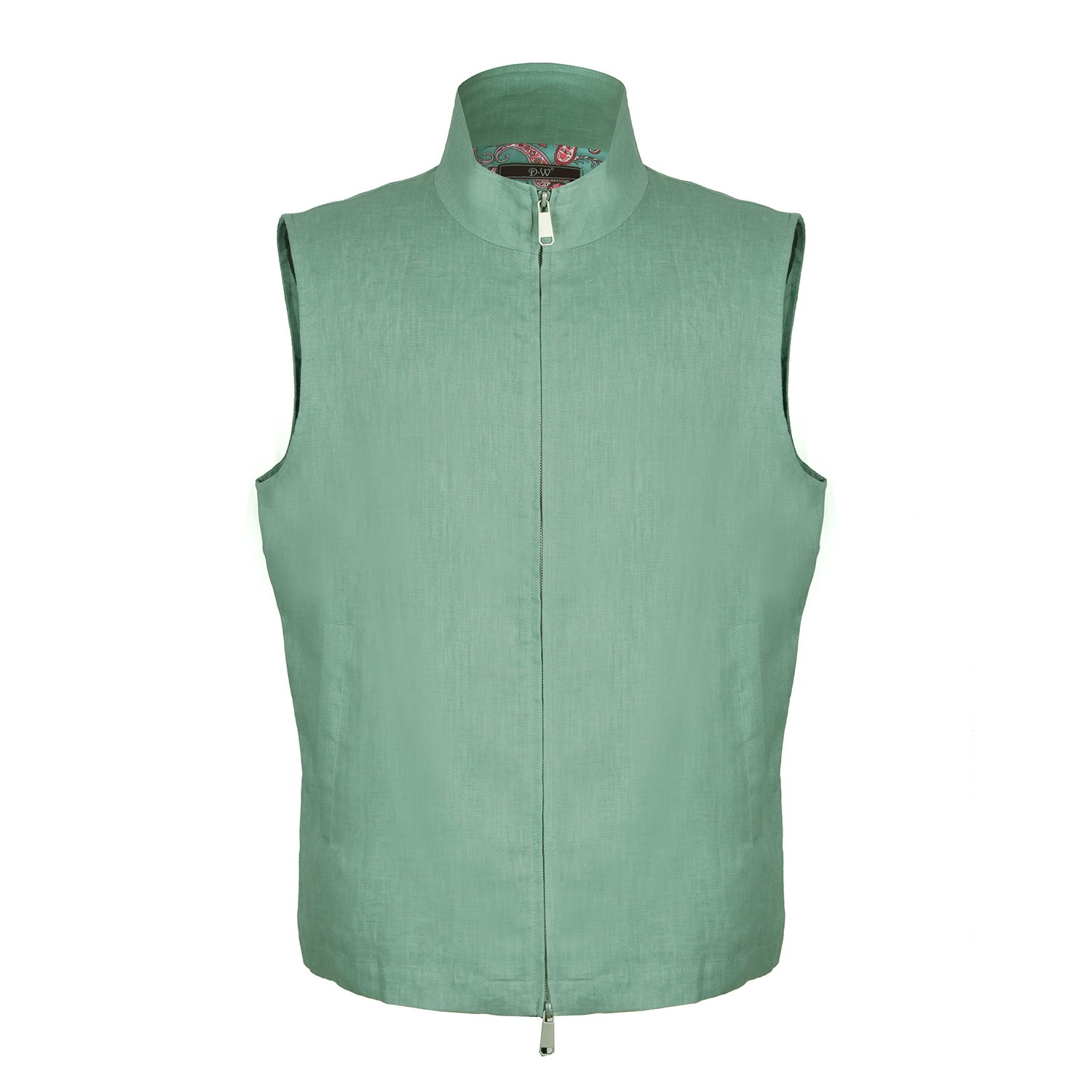 David Wej Men's Green Hugo Linen Gilet - Teal