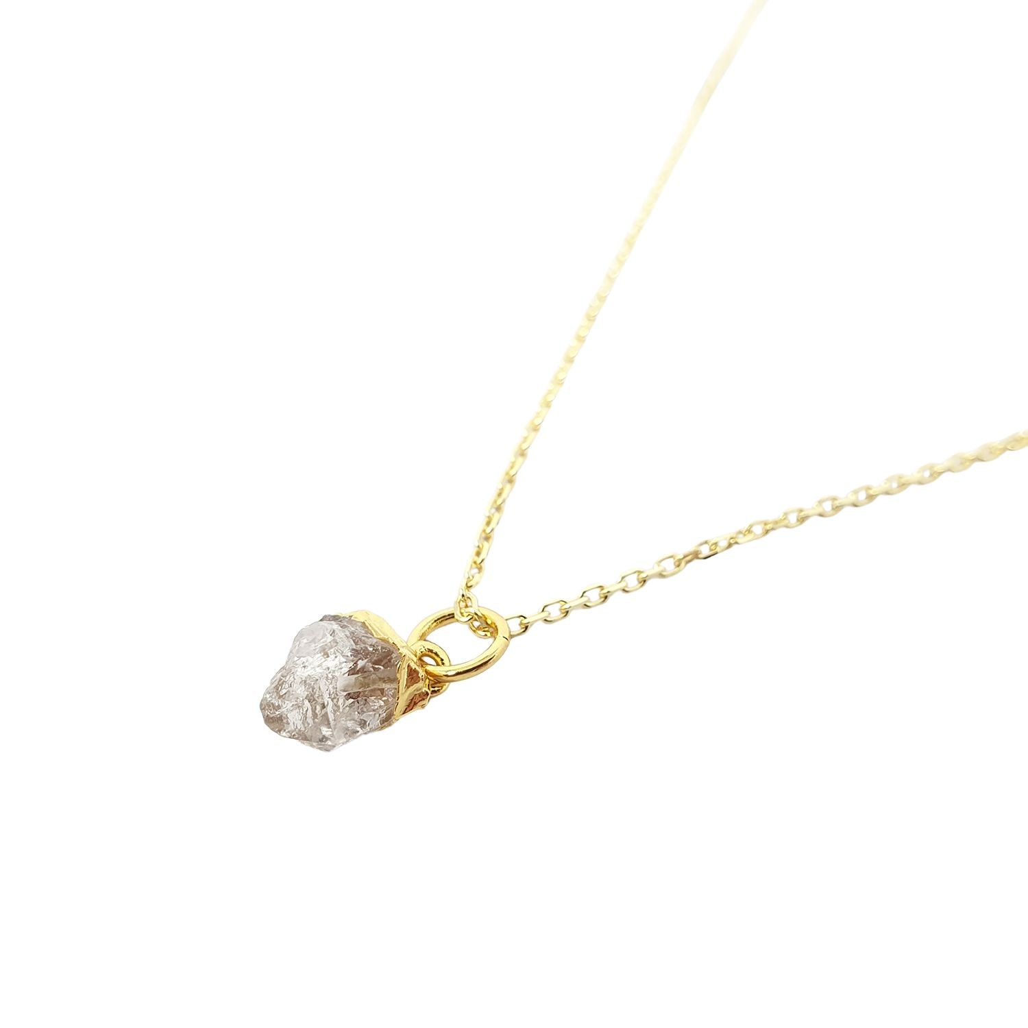 Women’s Grey / Gold Raw Herkimer Diamond Gold Plated April Birthstone Necklace Harfi