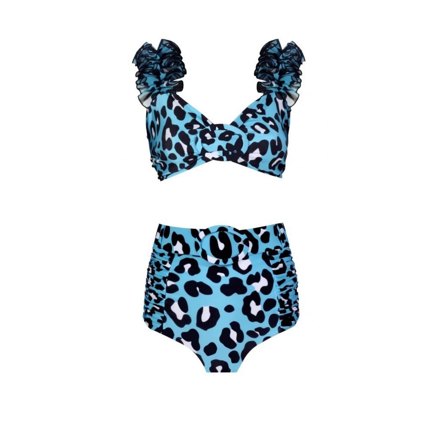 Nur Karaata Women's Lily Blue Leo Bikini Set In Blue