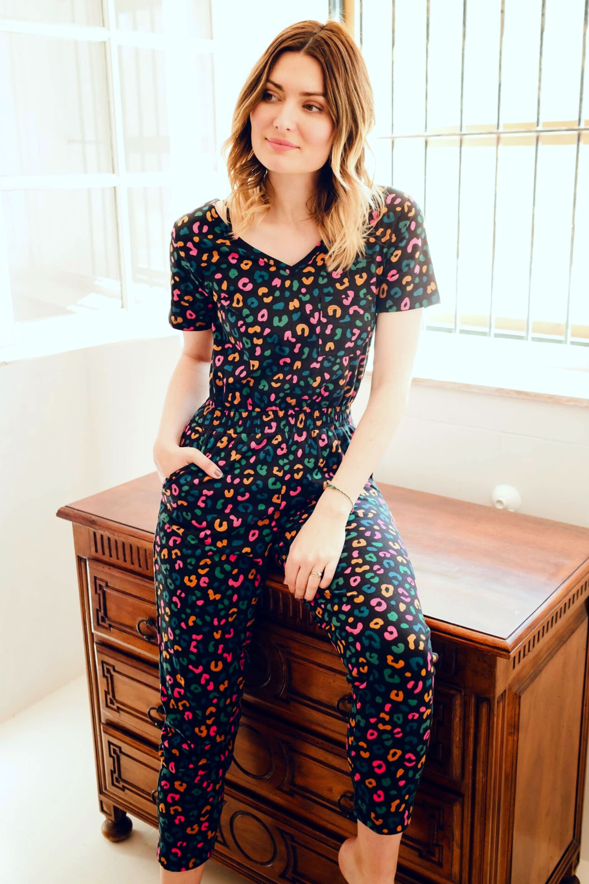 Floral Printed Jumpsuit In Black Multi