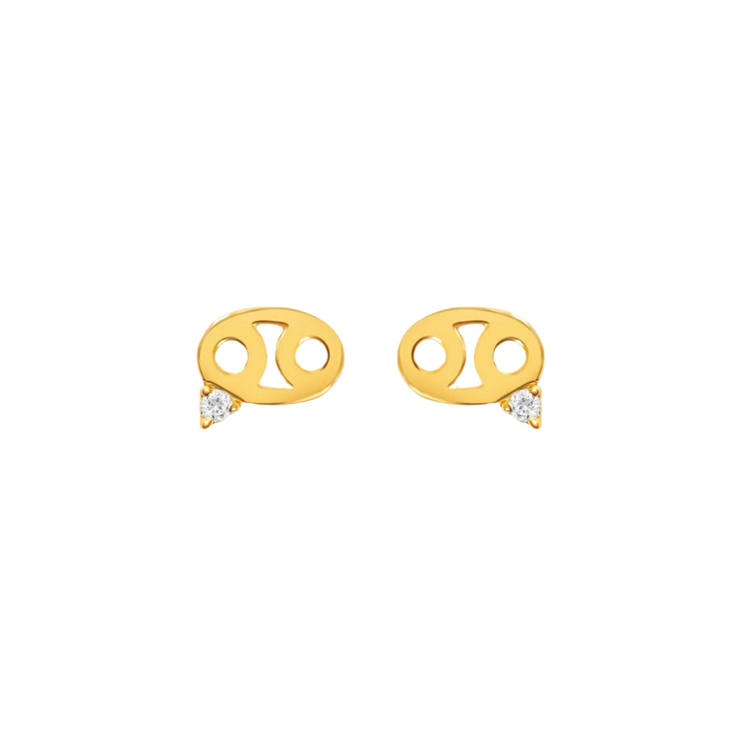 Women’s Gold Cancer Zodiac Stud Earrings Lucky Eleven