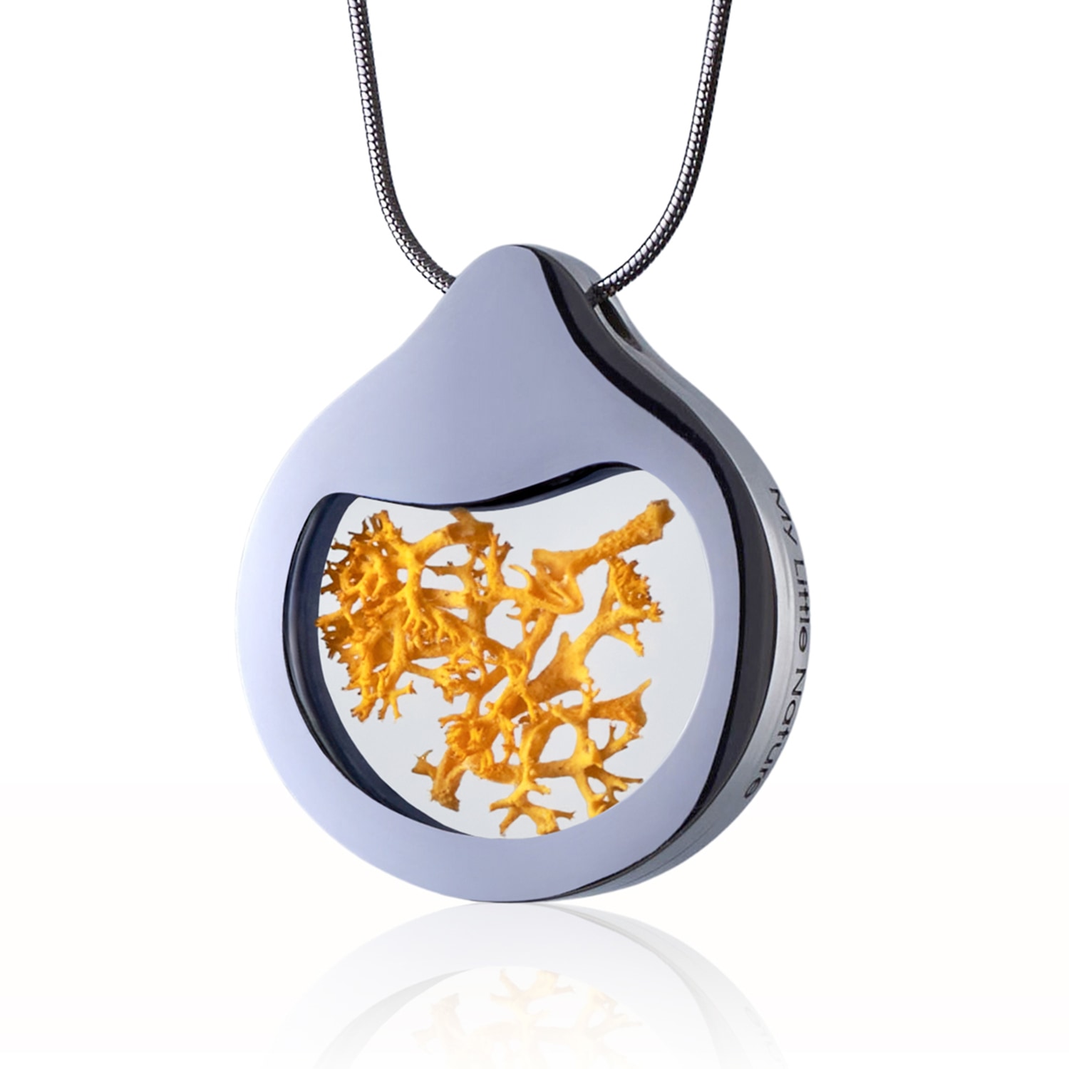 My Little Nature Women's Yellow / Silver Artisan Necklace With Preserved Butter Yellow Moss – Handmade Nature Jewelry In Multi