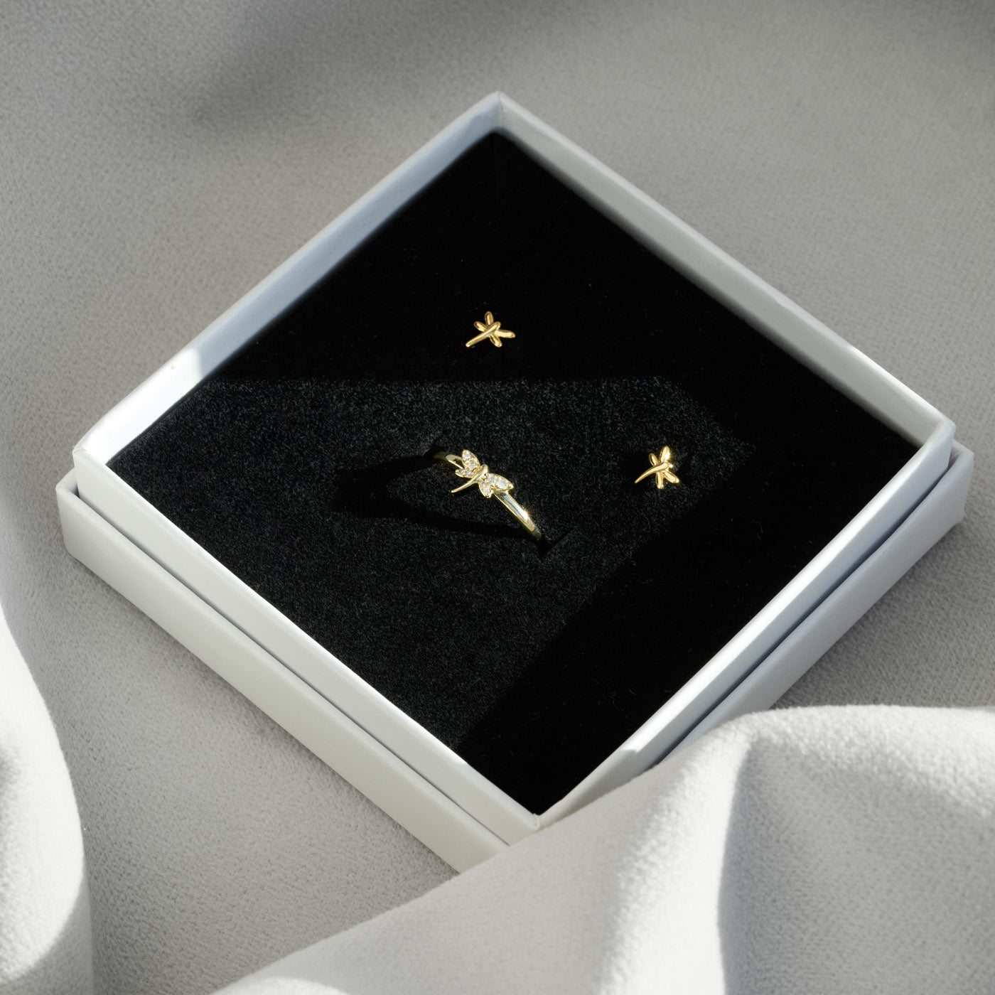 Timi Of Sweden Women's Gold Dragonfly Ring & Earrings Gift Set