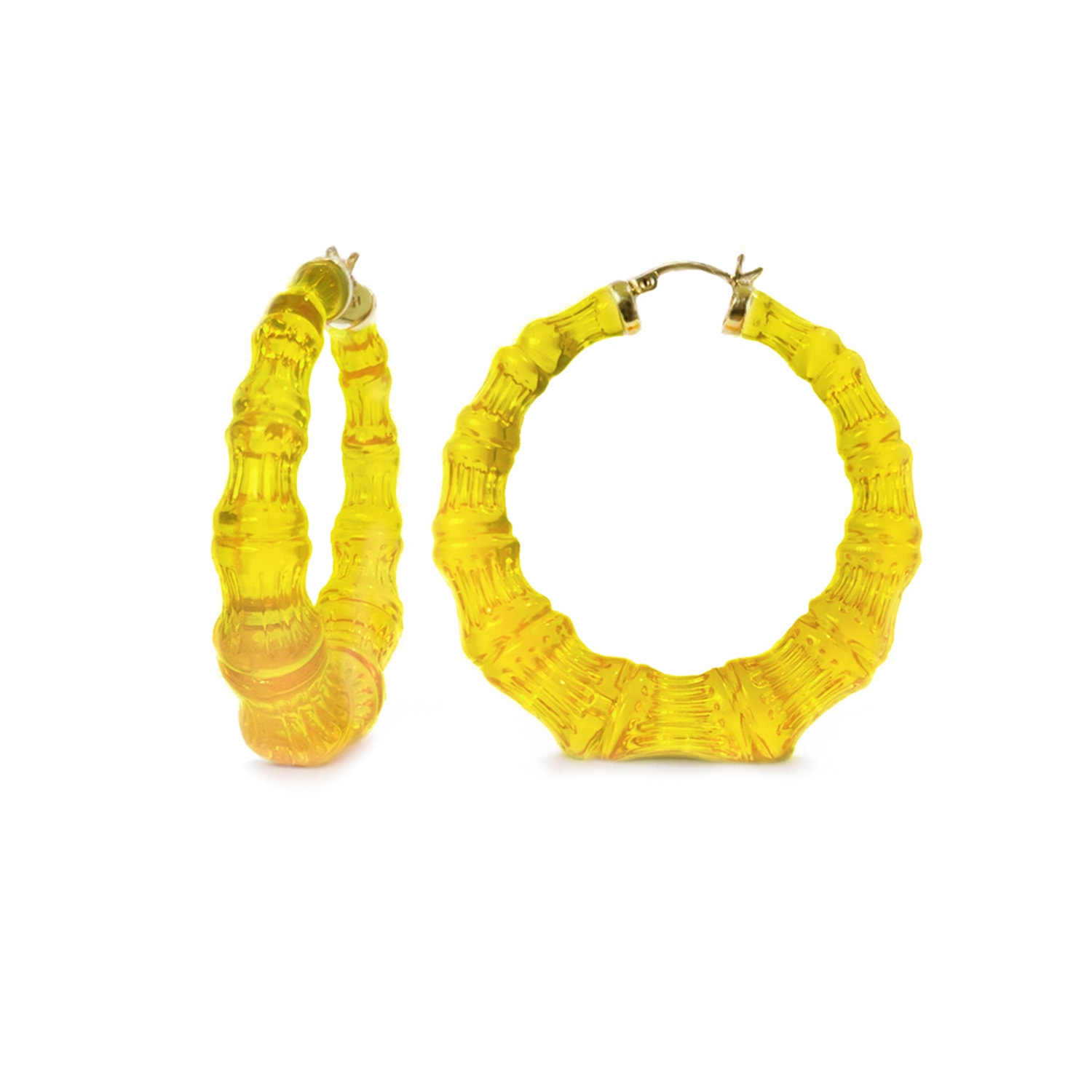 Gold & Honey Women's Gold / Yellow / Orange Bamboo Hoop Earrings In Lemon Yellow In Gold