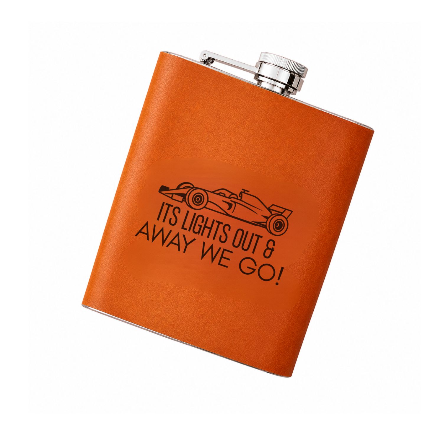 Brown Formula One Fan Hip Flask With Leather Cover | Vida Vida