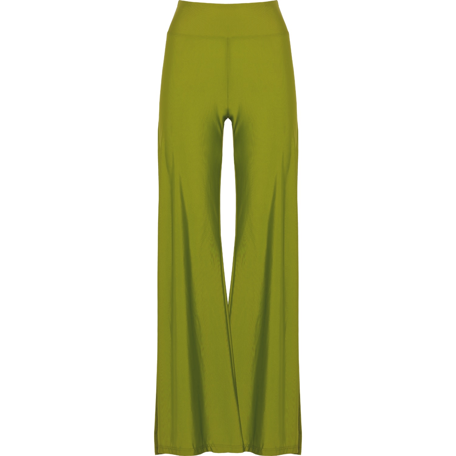 Women’s Cleo High Waisted Stretch Wide Leg Pants With Side Slit In Lime Green Large Antoninias