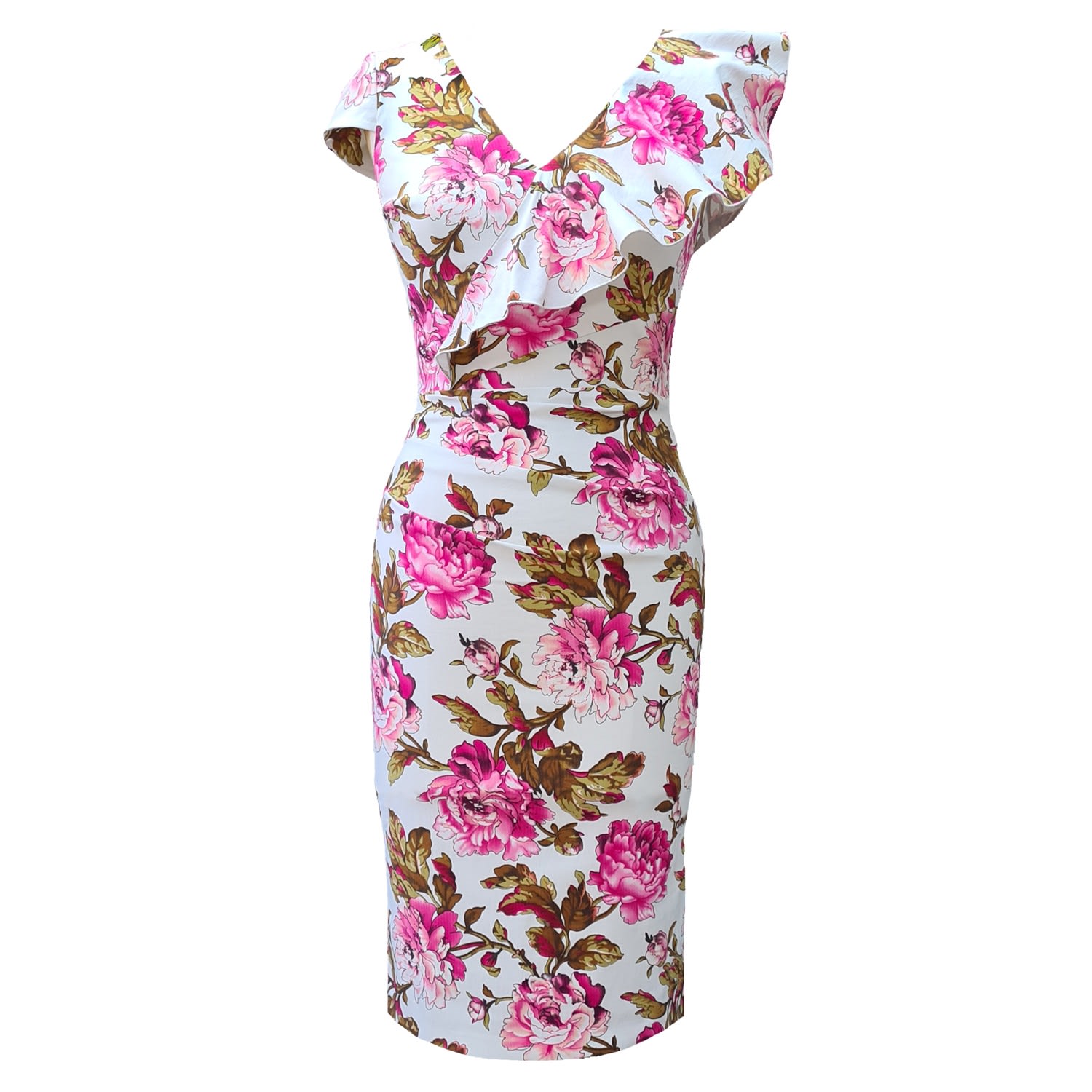 Women’s Arina Pink Floral Print Dress XXL Mellaris