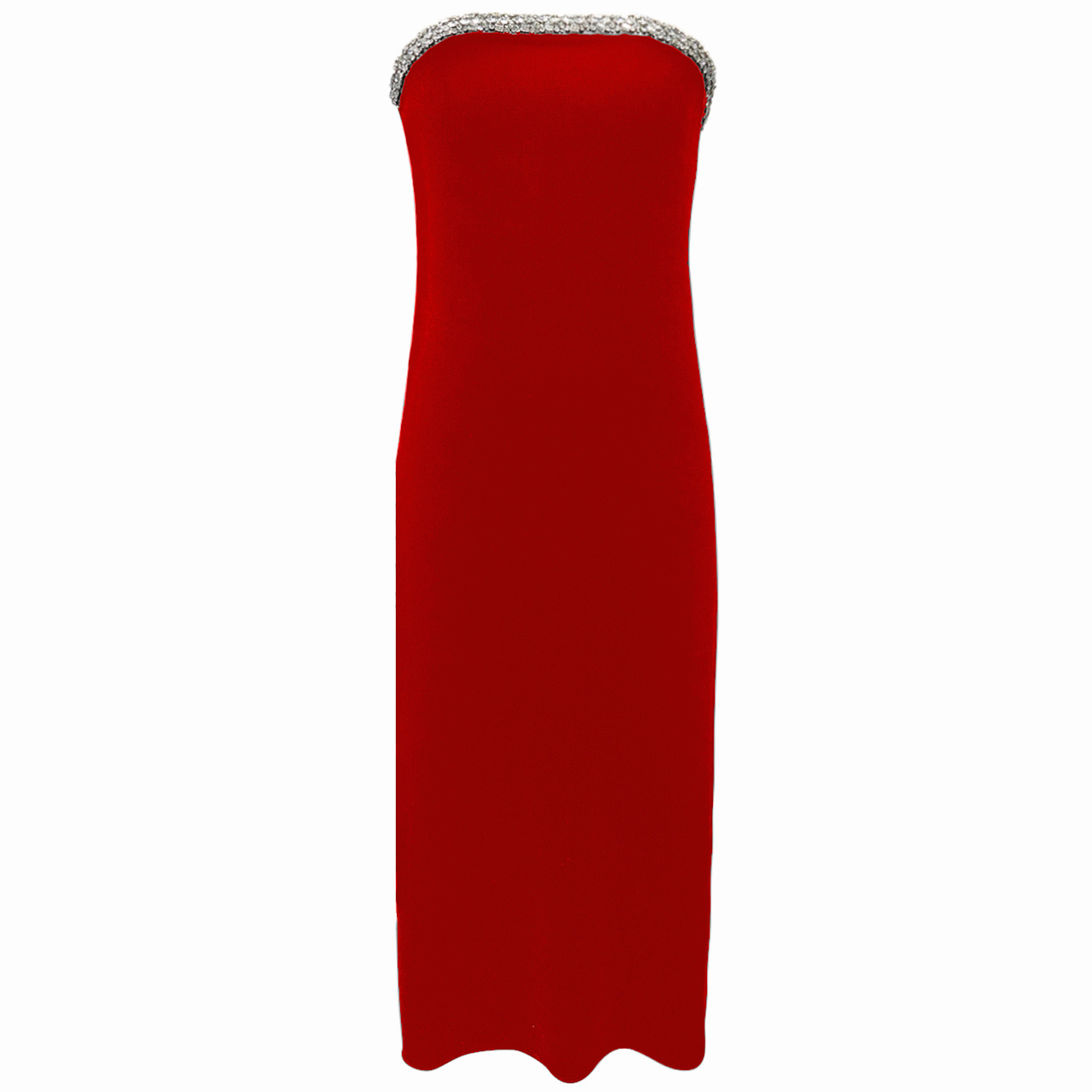 Riviera Soirée Women's Audrey Red Velvet Strapless Midi Dress