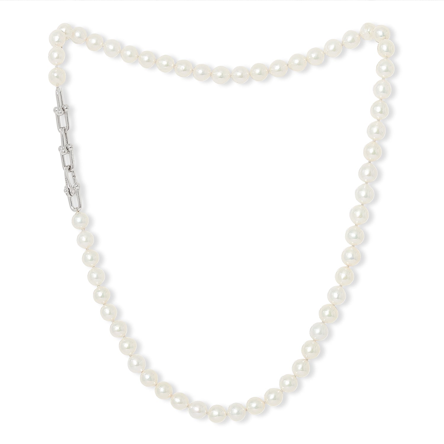 Pearls Of The Orient Online Women's White / Silver Gratia Cultured Freshwater Pearl Necklace With Chunky Chain Feature In Multi