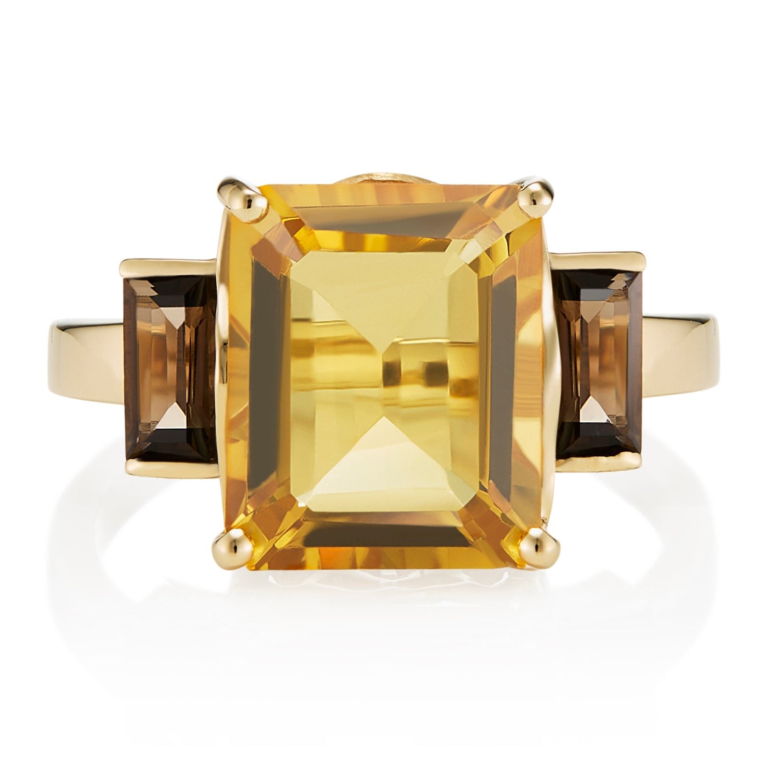 Women’s Gold / Yellow / Orange Yellow Citrine & Smoky Quartz Gold Ring Augustine Jewels