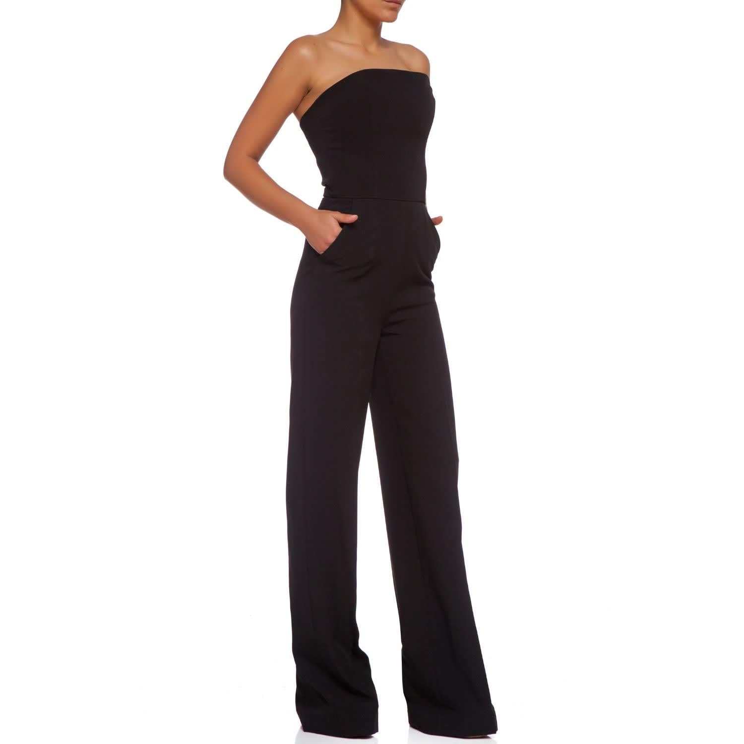 Bandeau Jumpsuit With Wide Leg In Black 