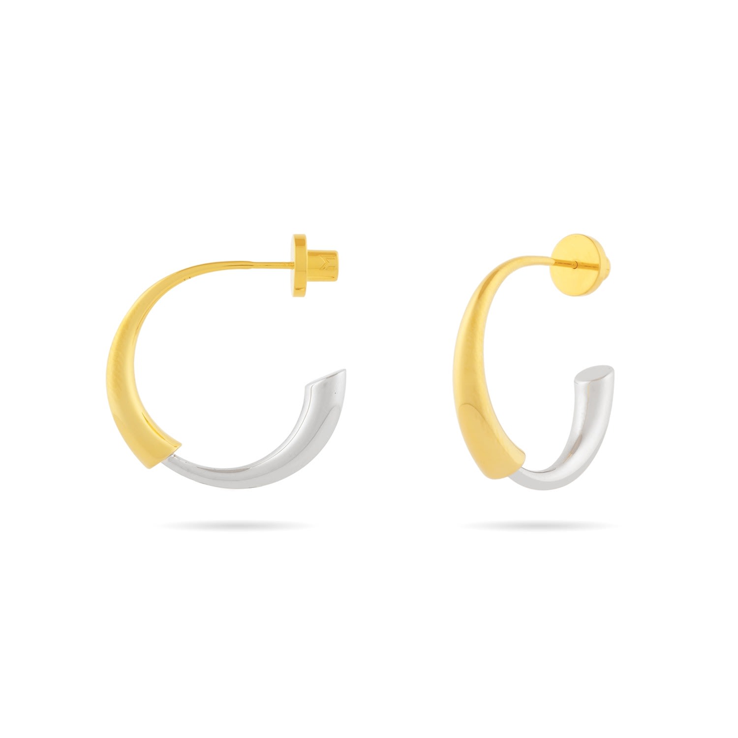 Meulien Gold And Silver Bi-color Double Arc Hoop Earrings