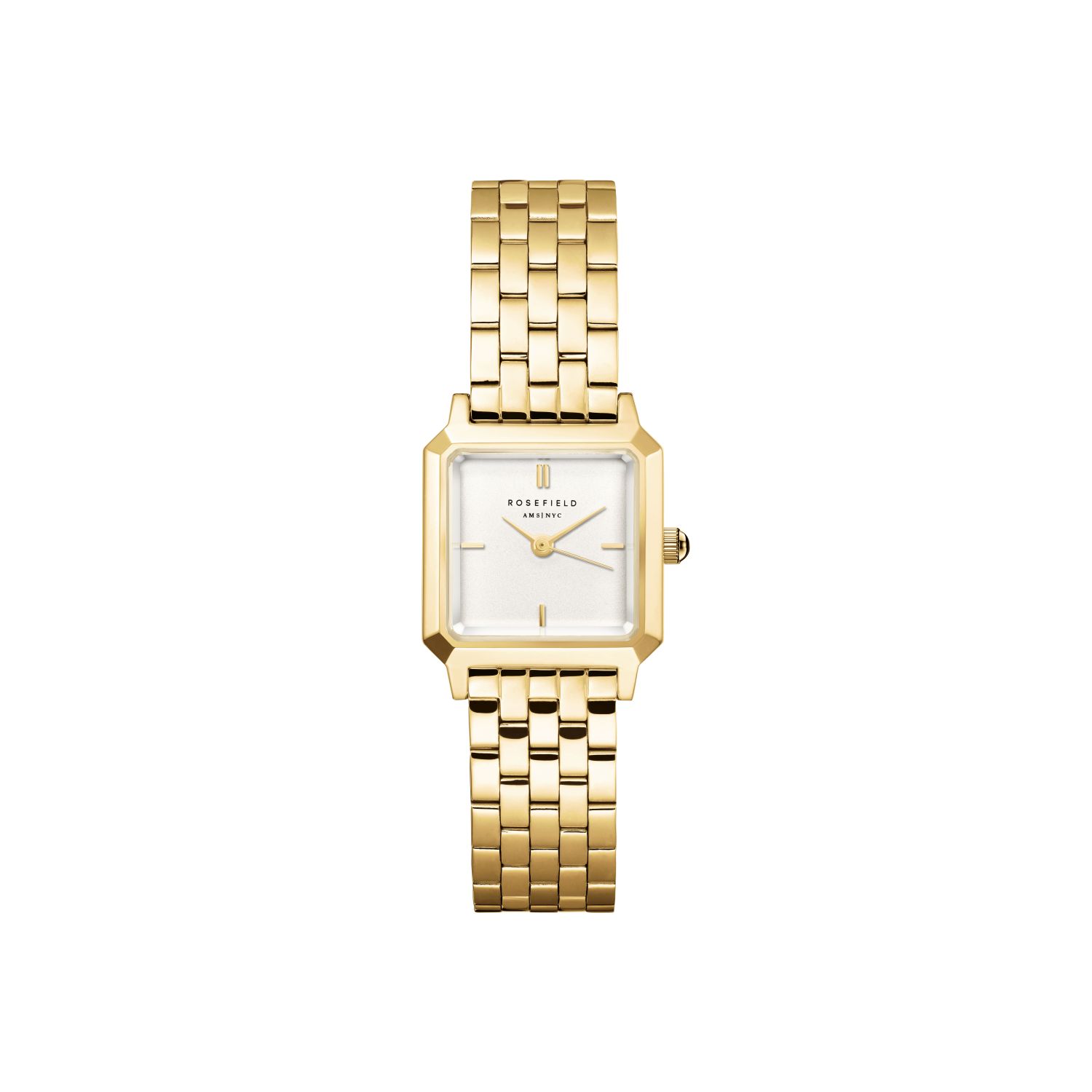 Rosefield Boxelle White Dial Gold Steel Ladies Watch