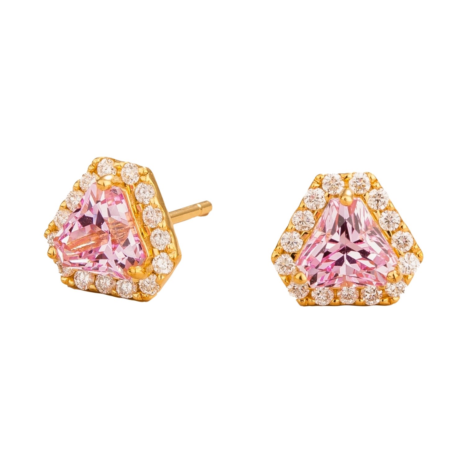 Juvetti Women's White / Pink / Gold Diana Gold Earrings With Pink Sapphires And Diamonds In Multi