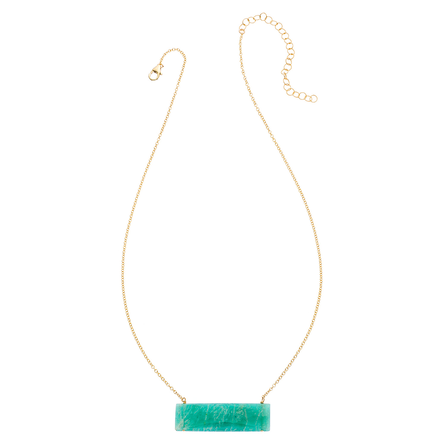 Heather Hawkins Jewelry Women's Blue Float Bar Necklace - Amazonite - Gold-filled