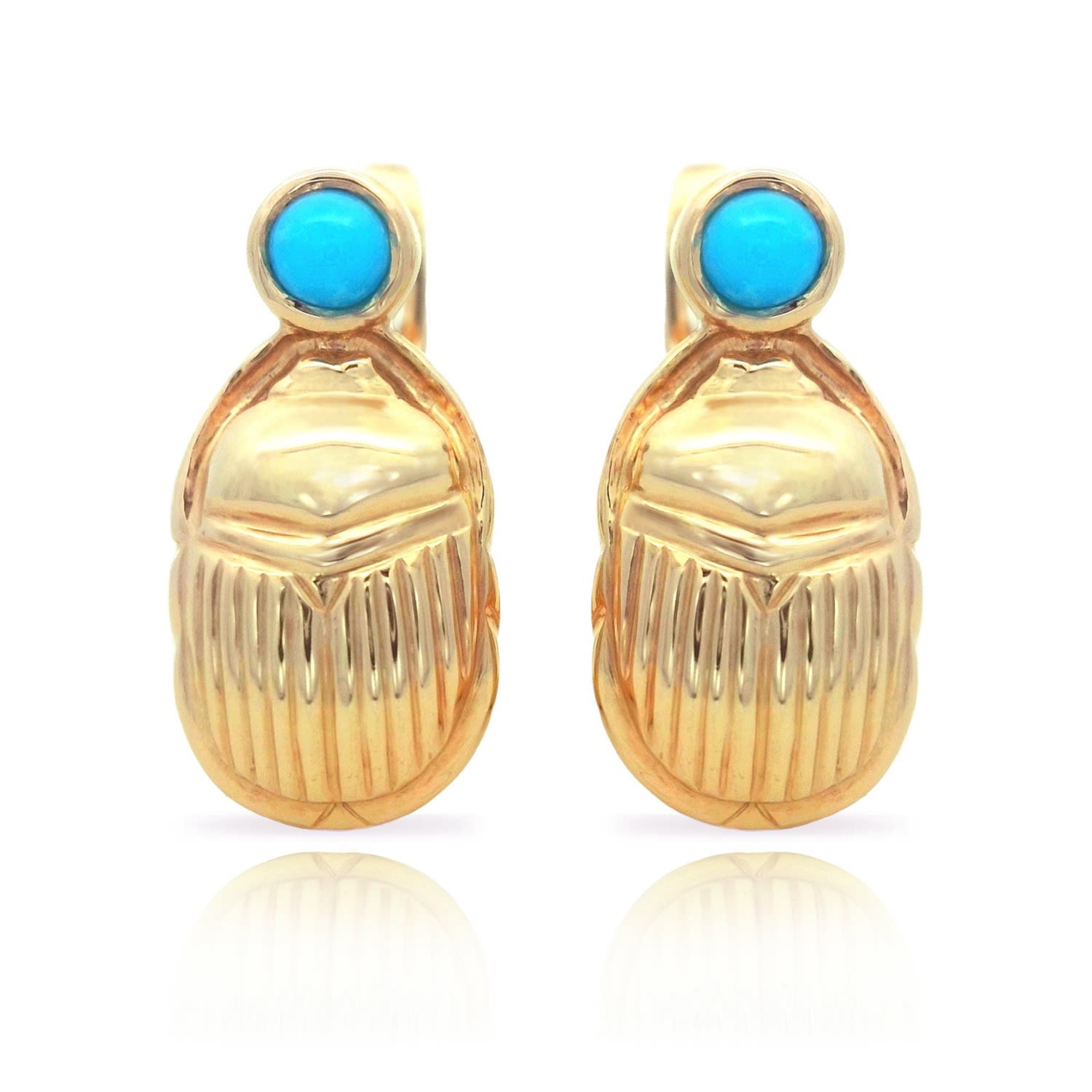 Women’s Gold / Blue Turquoise Scarab Gold Earrings Santa Lomas