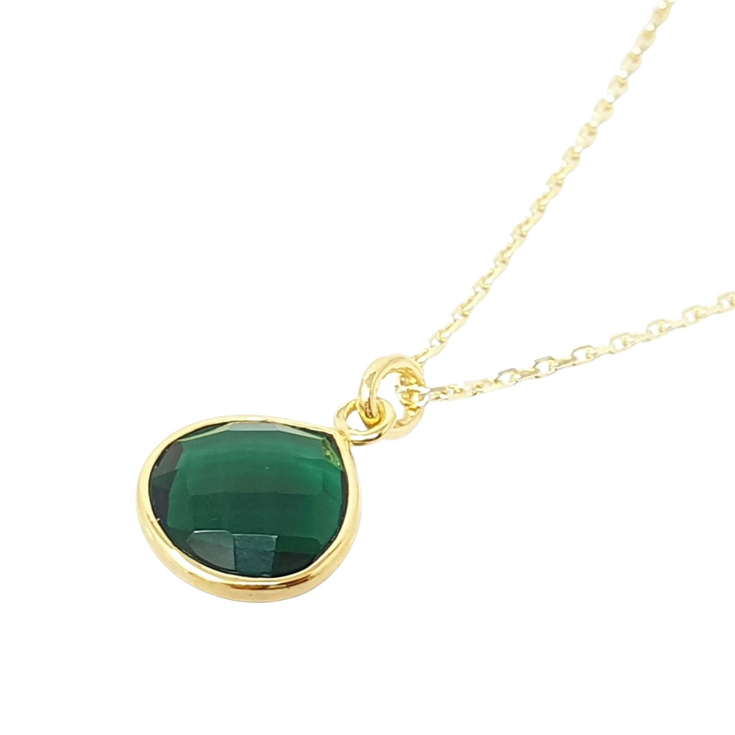 Harfi Women's Gold / Green Emerald May Birthstone Gold Plated Pendant Necklace In Multi