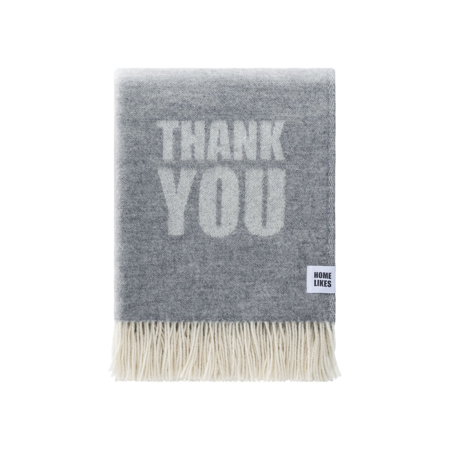 J.j.textile Grey / White Thank You Wool Throw
