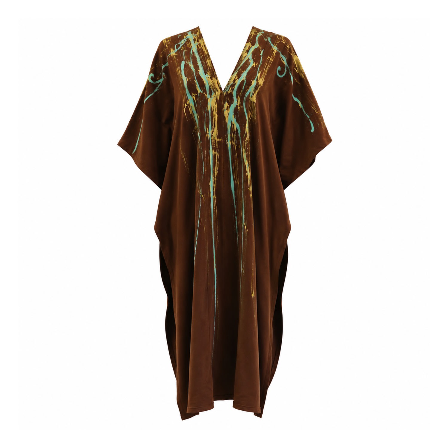 Women's Brown Tobacco Painted Caftan | One Size | Saniya Khan