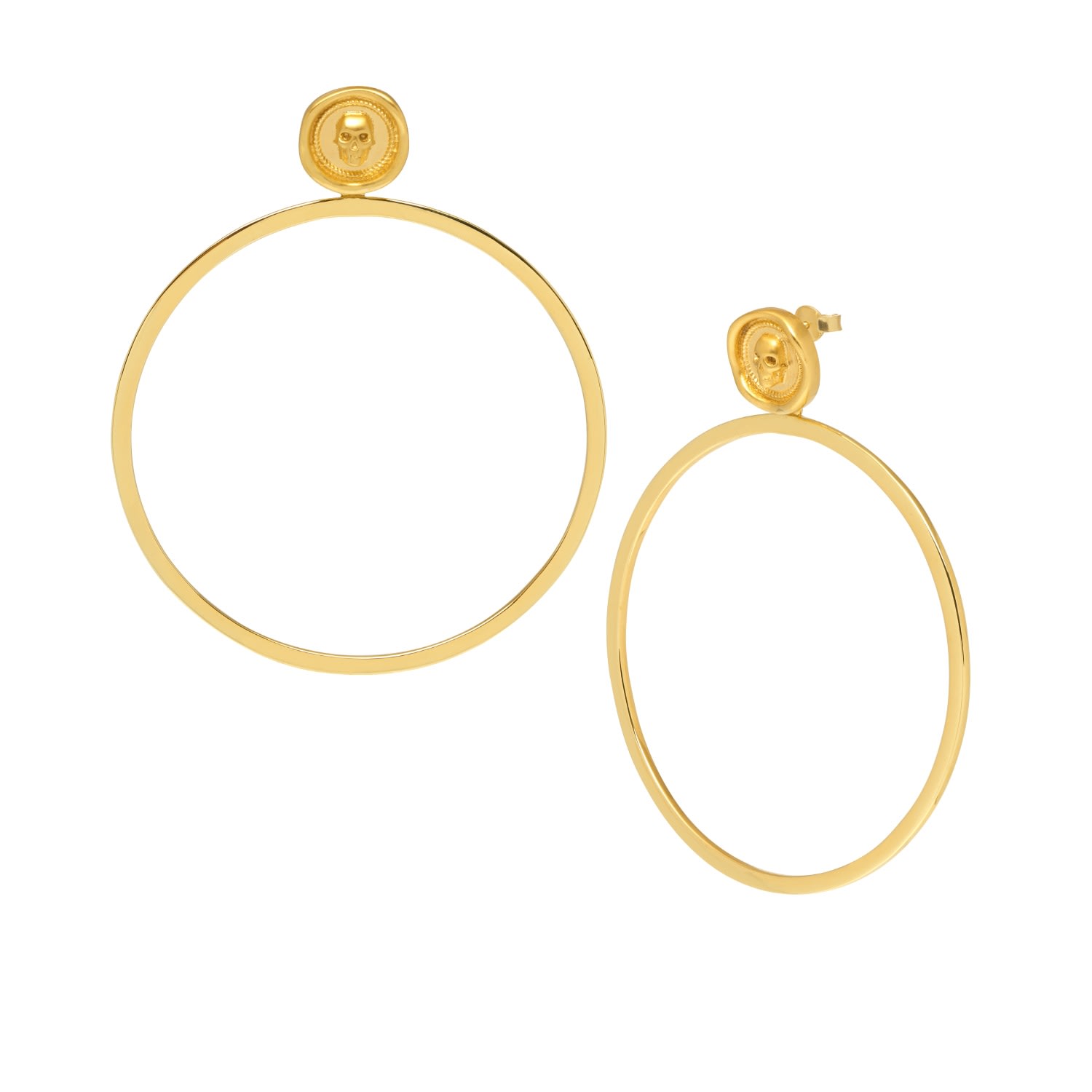 Women’s Atticus Skull Seal Statement Hoop Earrings In Gold Northskull