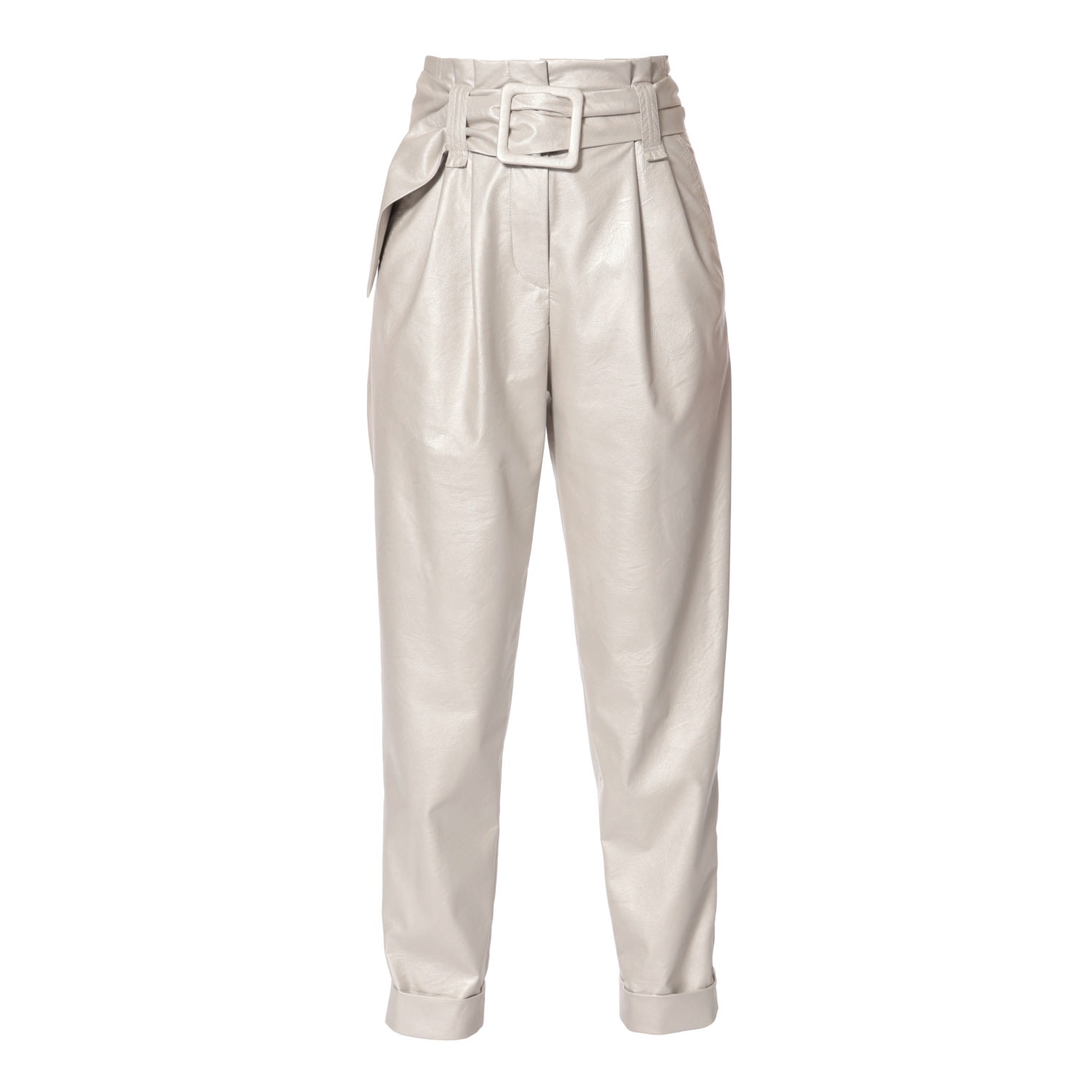 Aggi By Halewski Women's White Sally Moon Beam High Waist Vegan Leather Pants In White