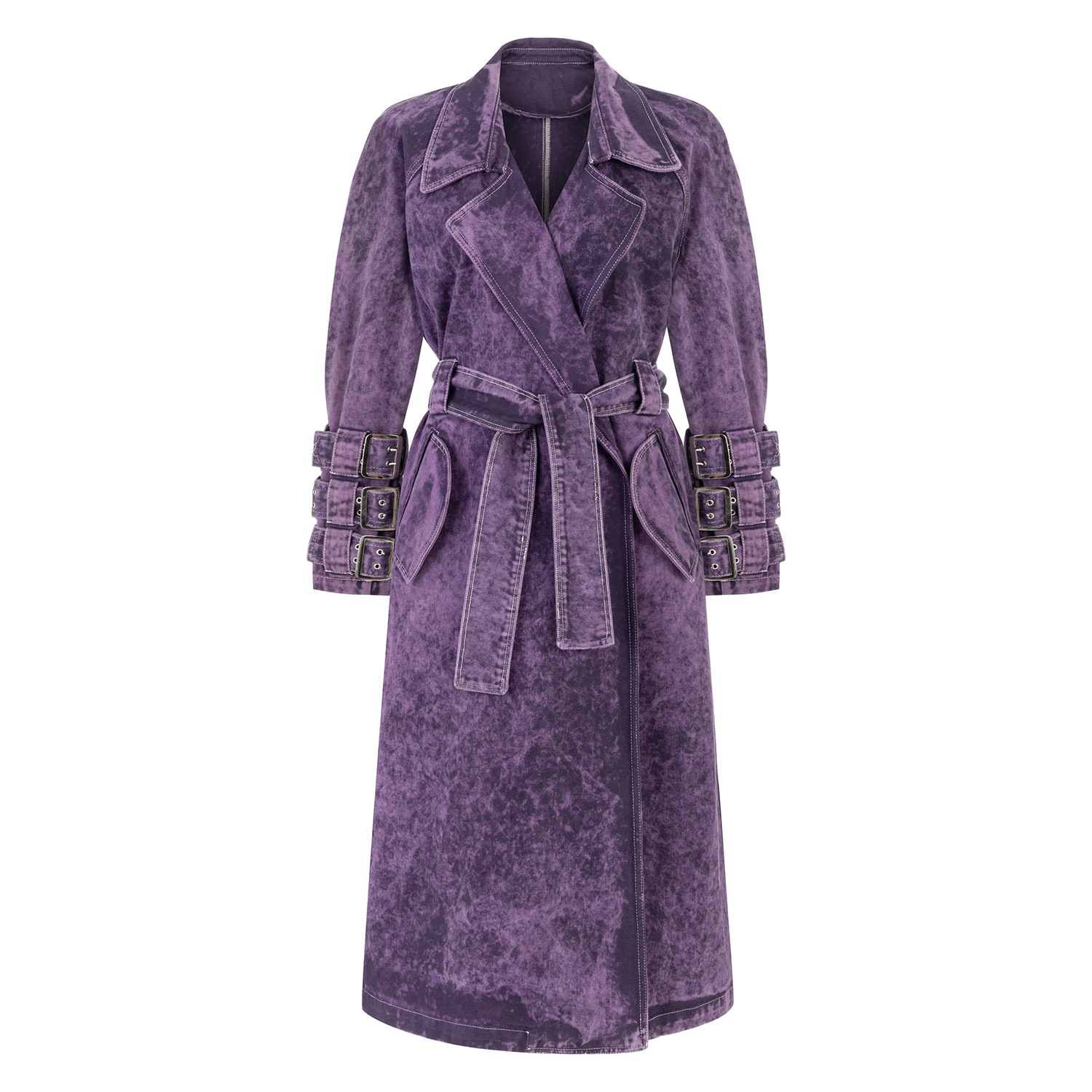 Khéla The Label Women's Pink / Purple Voidwalker Trench Coat In Purple Acid Wash In Pink/purple