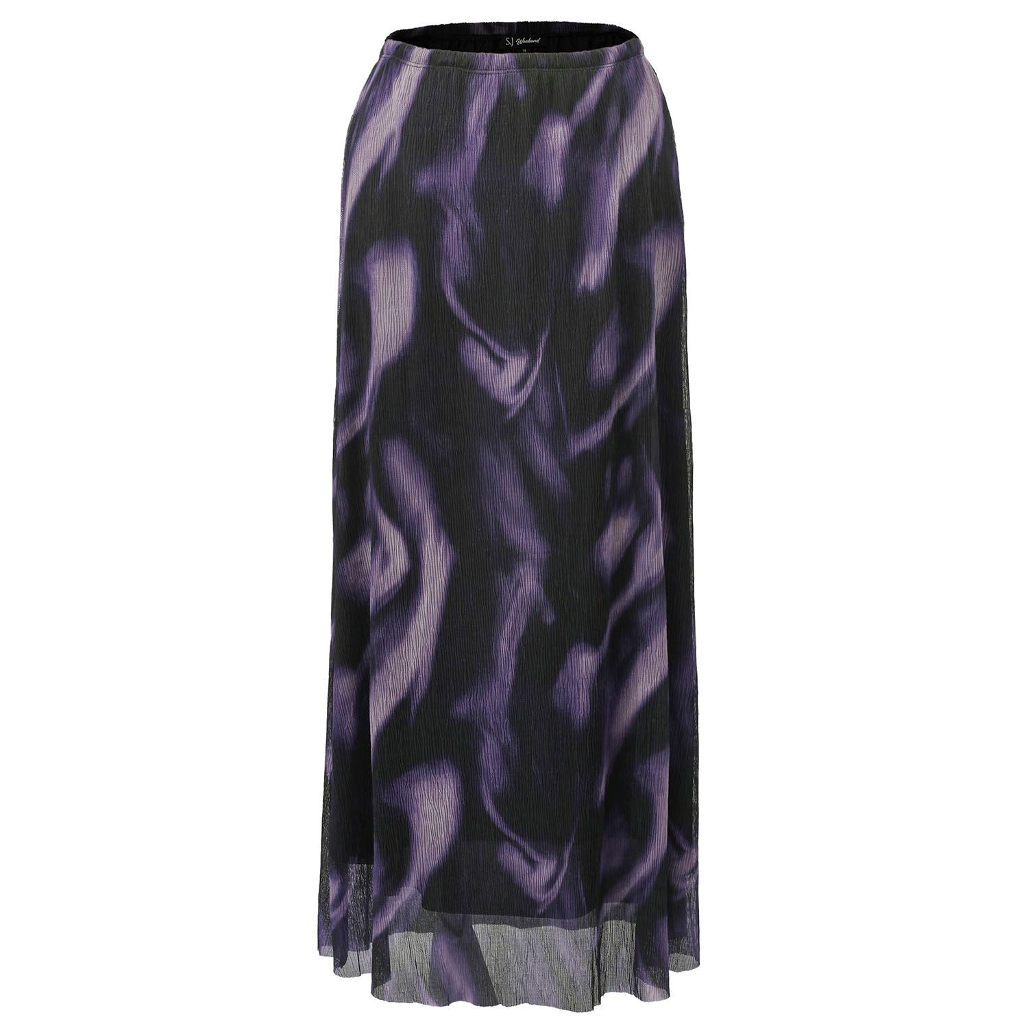 Smart And Joy Women's Pink / Purple Abstract Print Mesh Midi Skirt - Purple