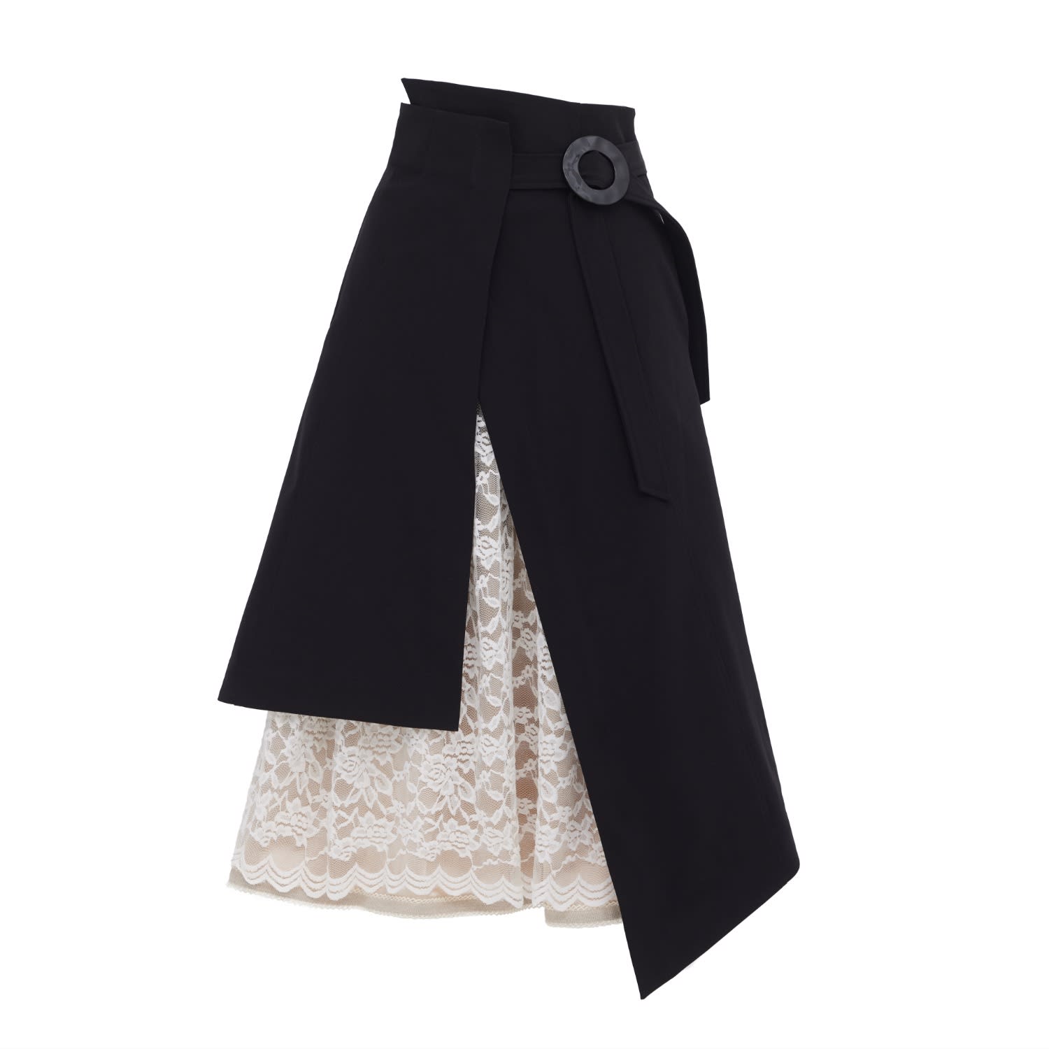 Julia Allert Women's White / Black Layered Skirt With White Lace Detail Black In White/black