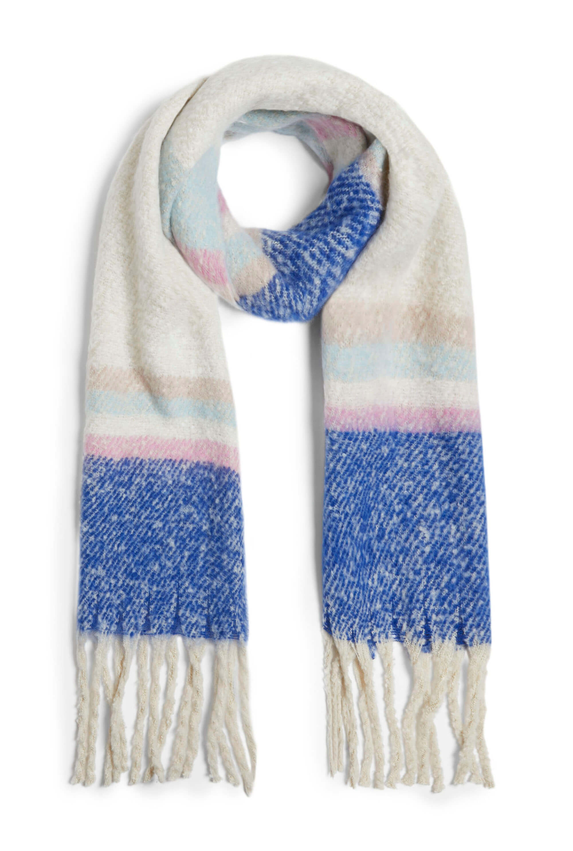 Women’s Neutrals / Blue / Pink Stripe Blanket Scarf Blue One Size James Lakeland