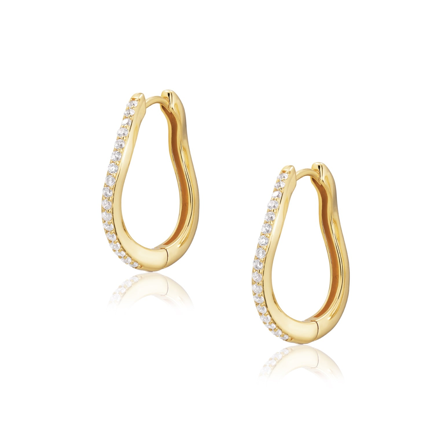 Alura Copenhagen Jewellery Women's White Grace Wavy Hoop With Zirconia