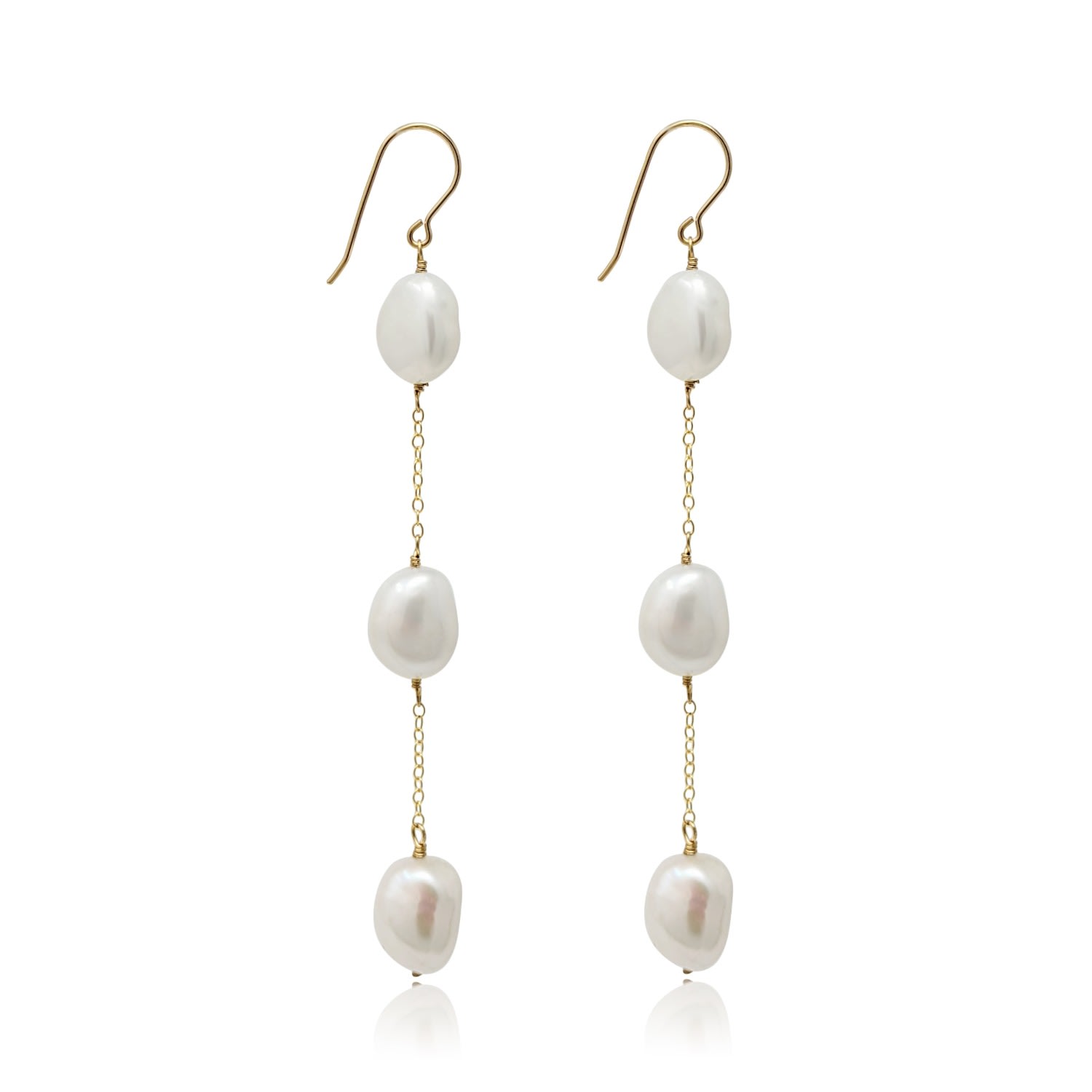 Women’s Savannah Long Drop Baroque Pearl Earrings - Gold Kiri & Belle