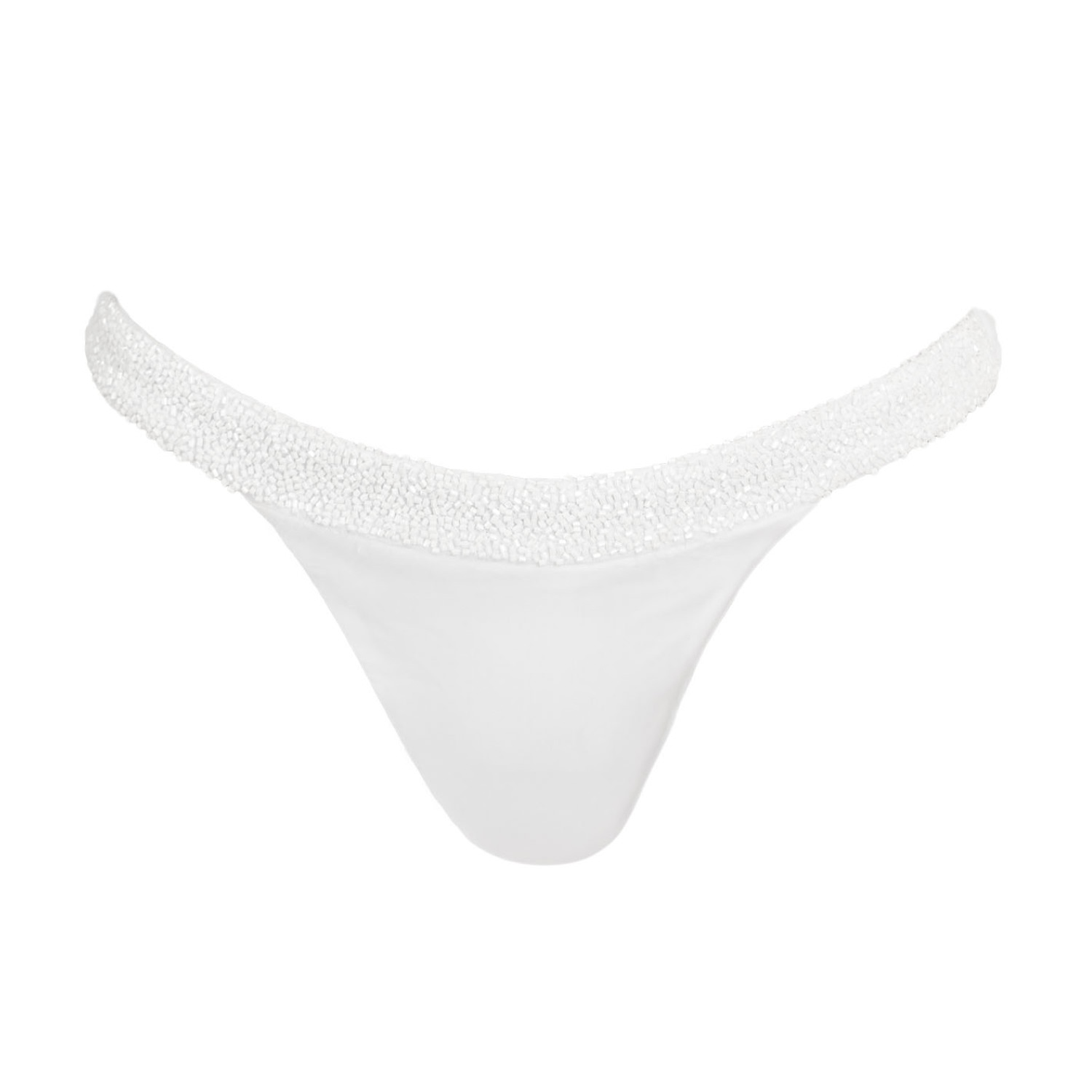 Self-adore Women's Zenya Hand-beaded Embellished Bikini Bottom- White In Black