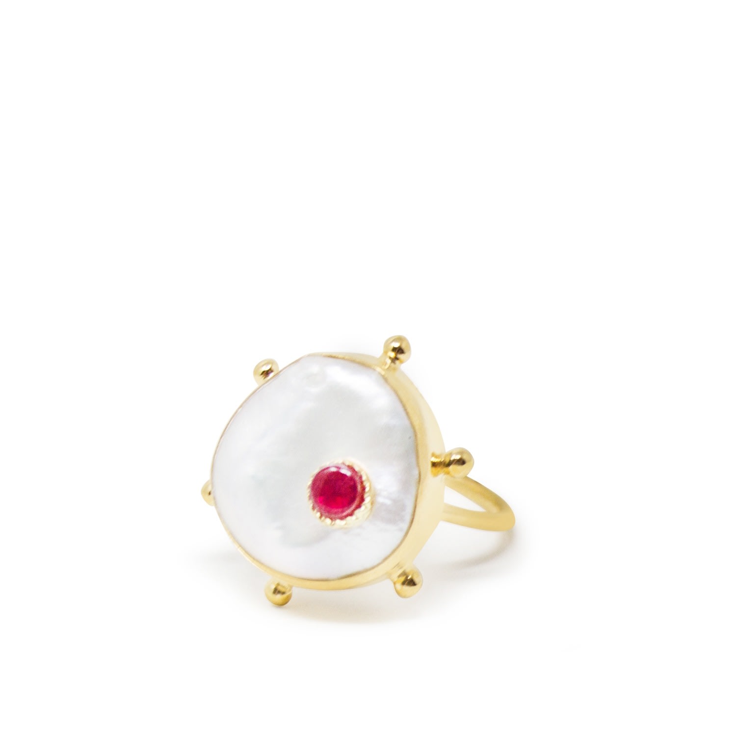 Vintouch Italy Women's Gold Rebel Rebel Pink Ruby Stacking Ring In Gold