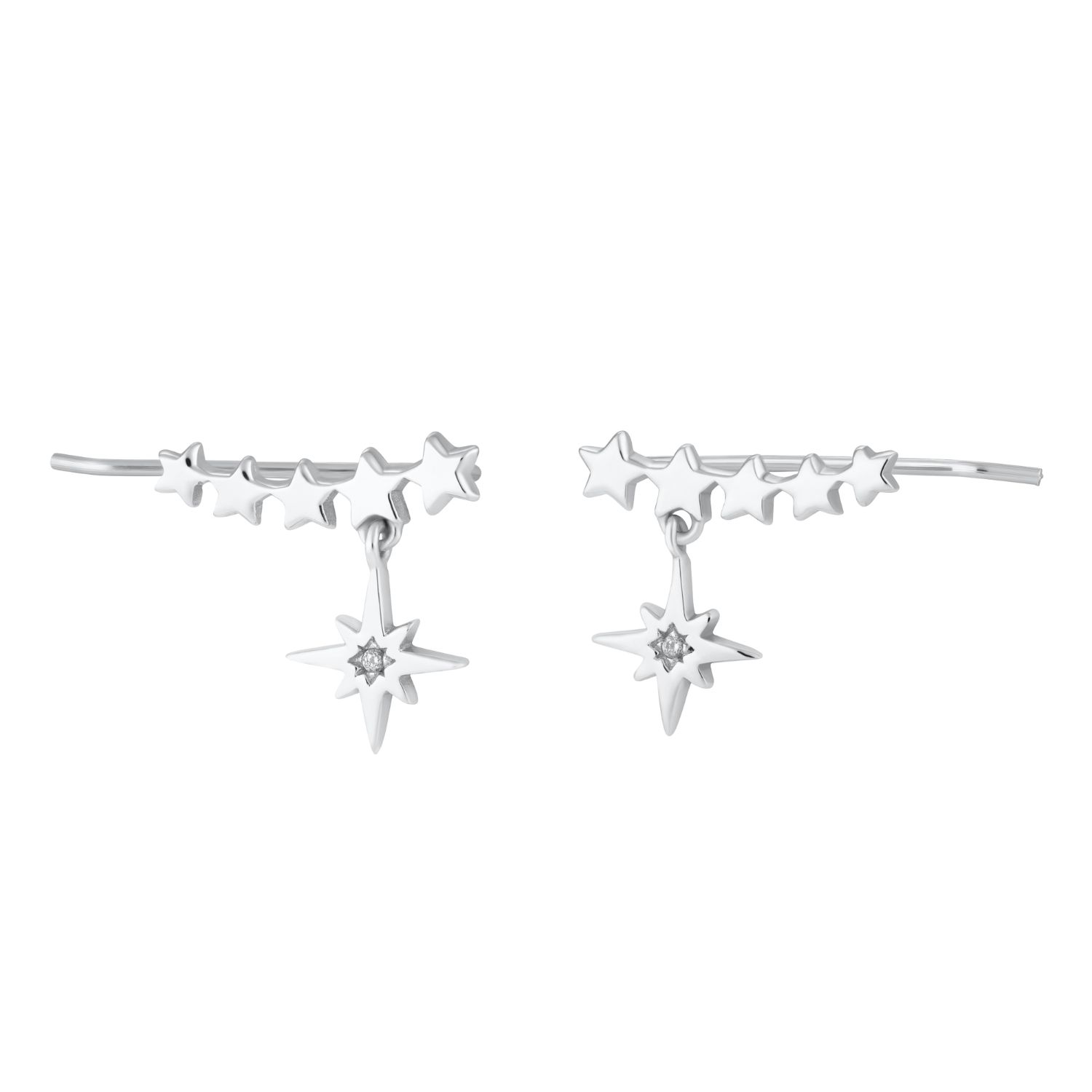 Scream Pretty Women's Silver Starburst Ear Climber Earrings In White