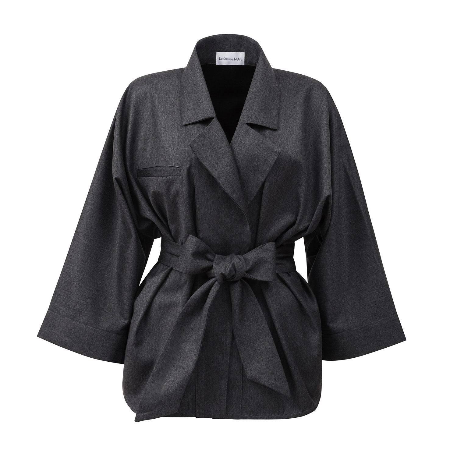 La Femme Mimi Women's Kimono Blazer Grey In Grey