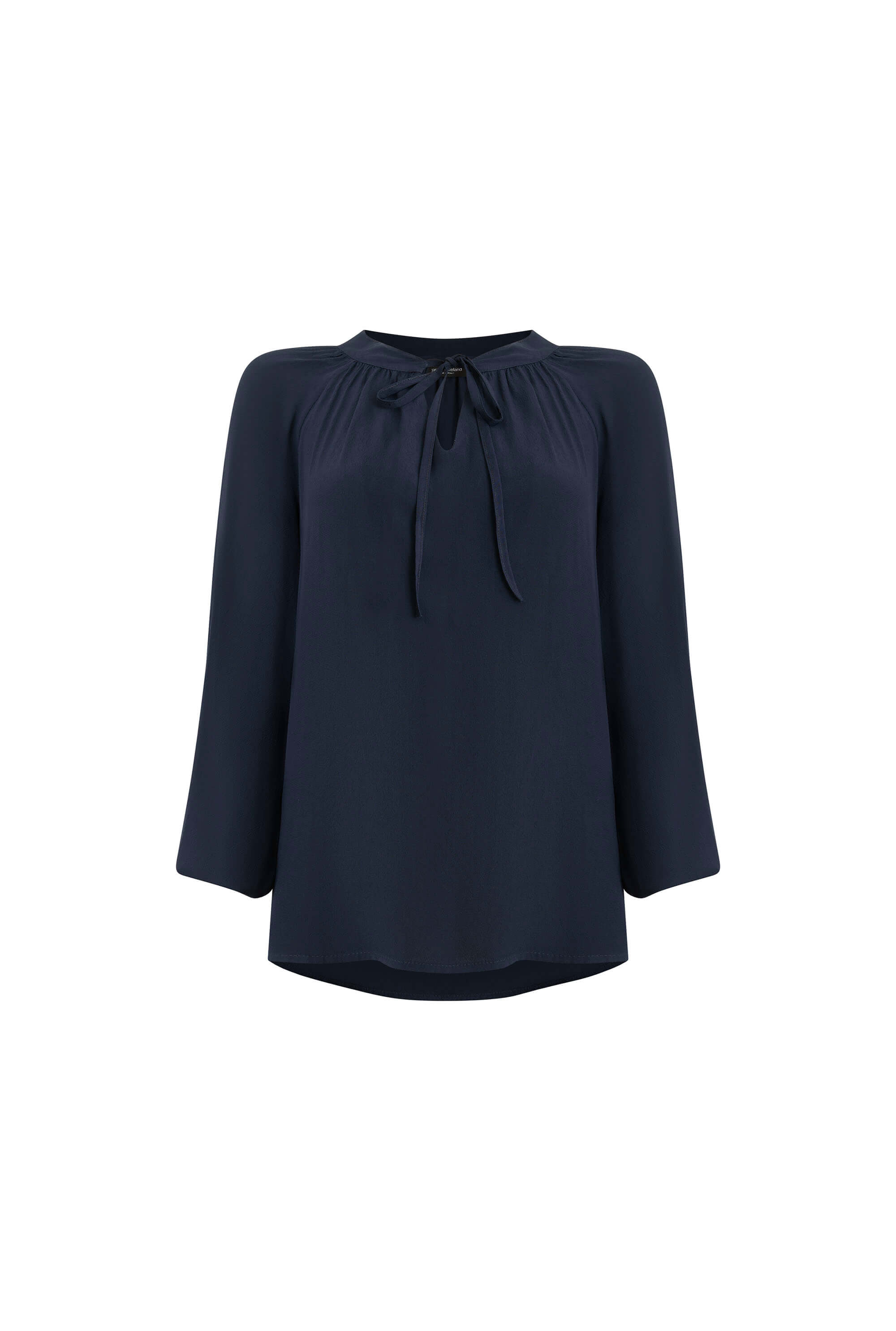 James Lakeland Women's Blue Tie Up Neck Blouse