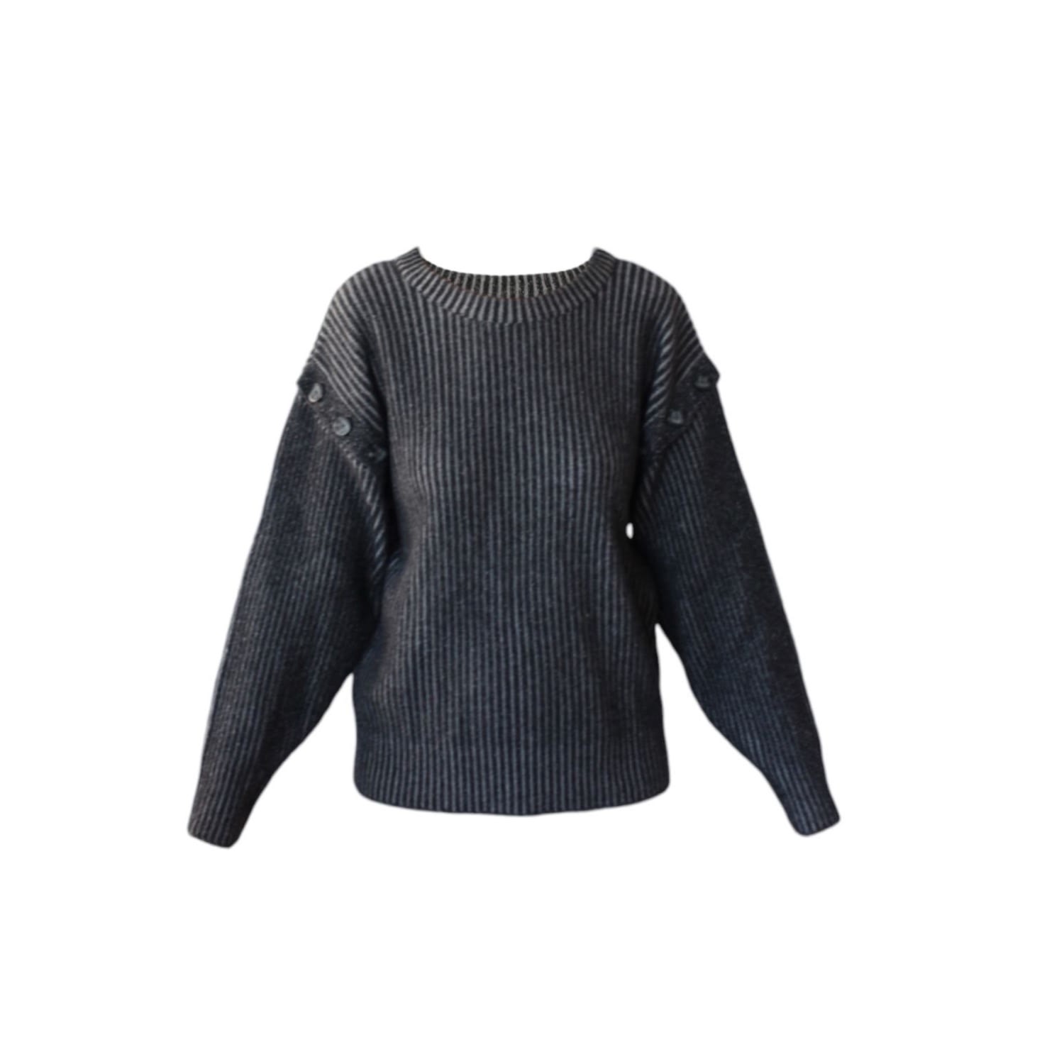 Mnk Atelier Knit Top In Black/grey/white