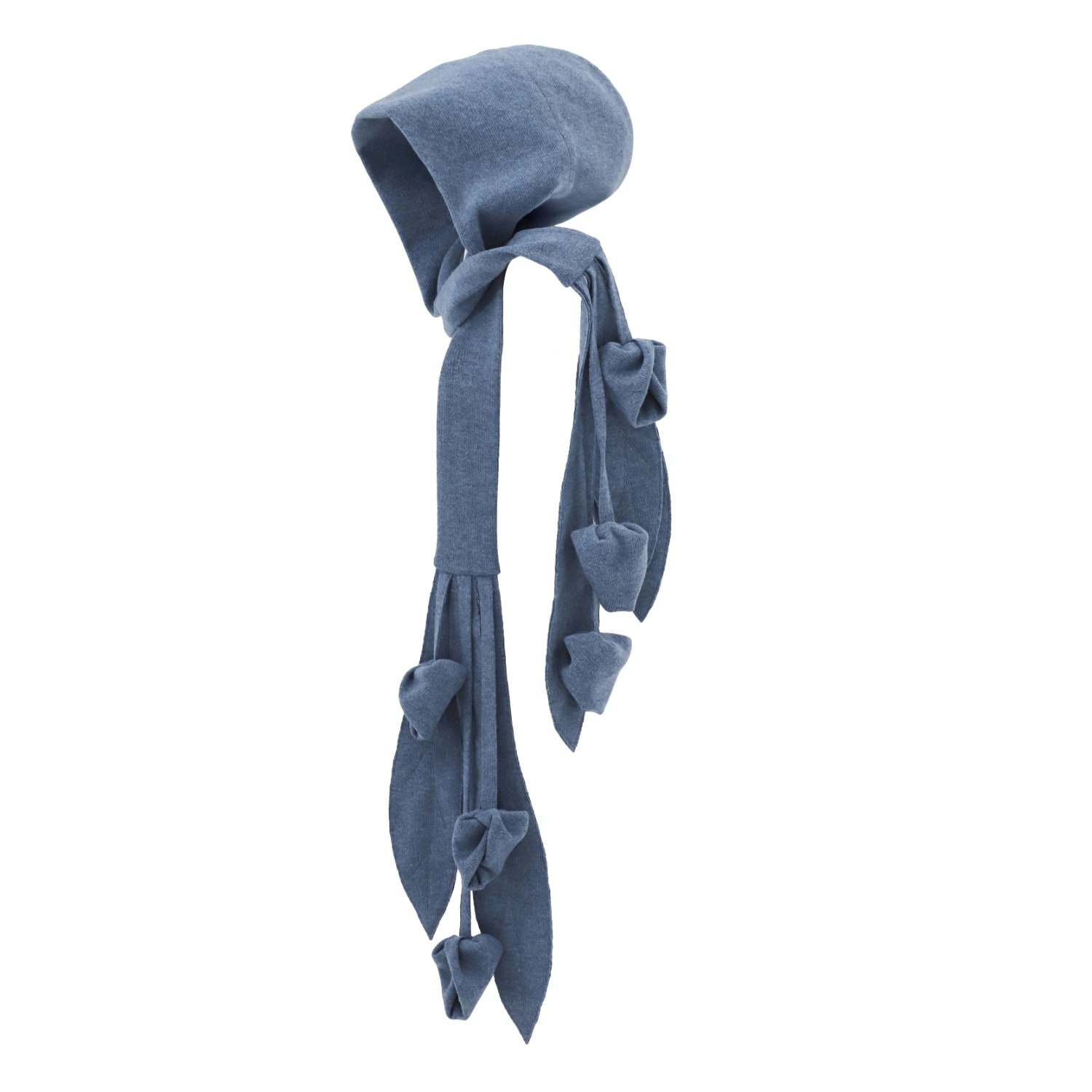 Women's Blue Self-Tie Double Knit Wool Hooded Scarf - Dusty Navy | One Size | Julia Allert