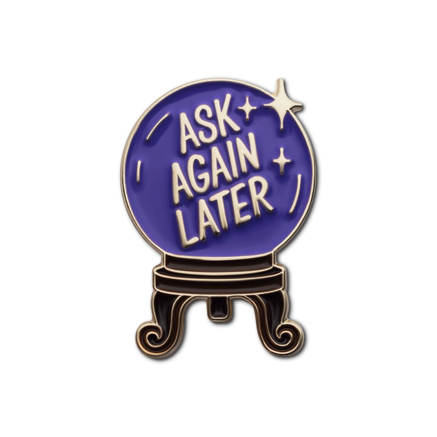 Make Heads Turn Women's Purple / Gold Enamel Pin Crystal Ball: Ask Again Later In Blue