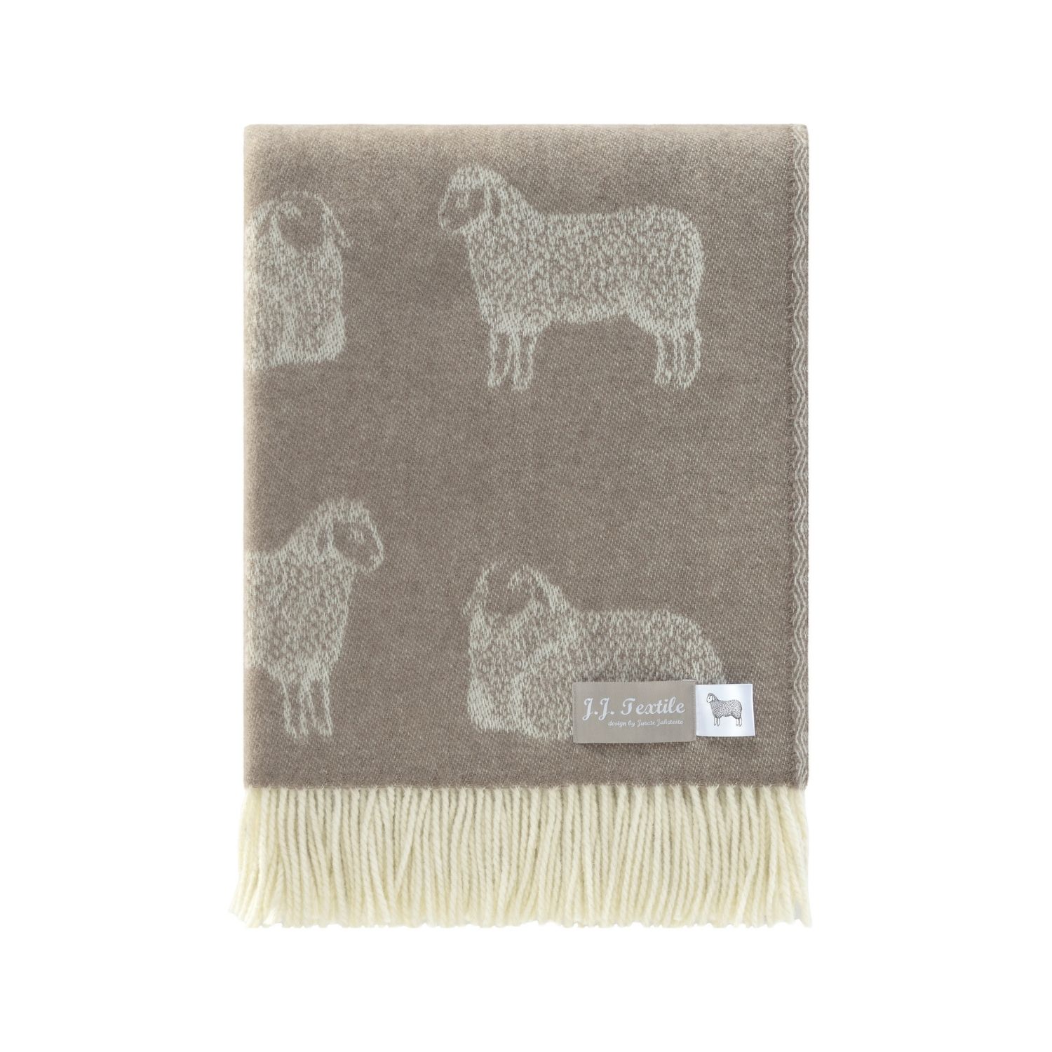 J.j.textile Brown / Neutrals / White Sheep Pure Merino Wool Throw