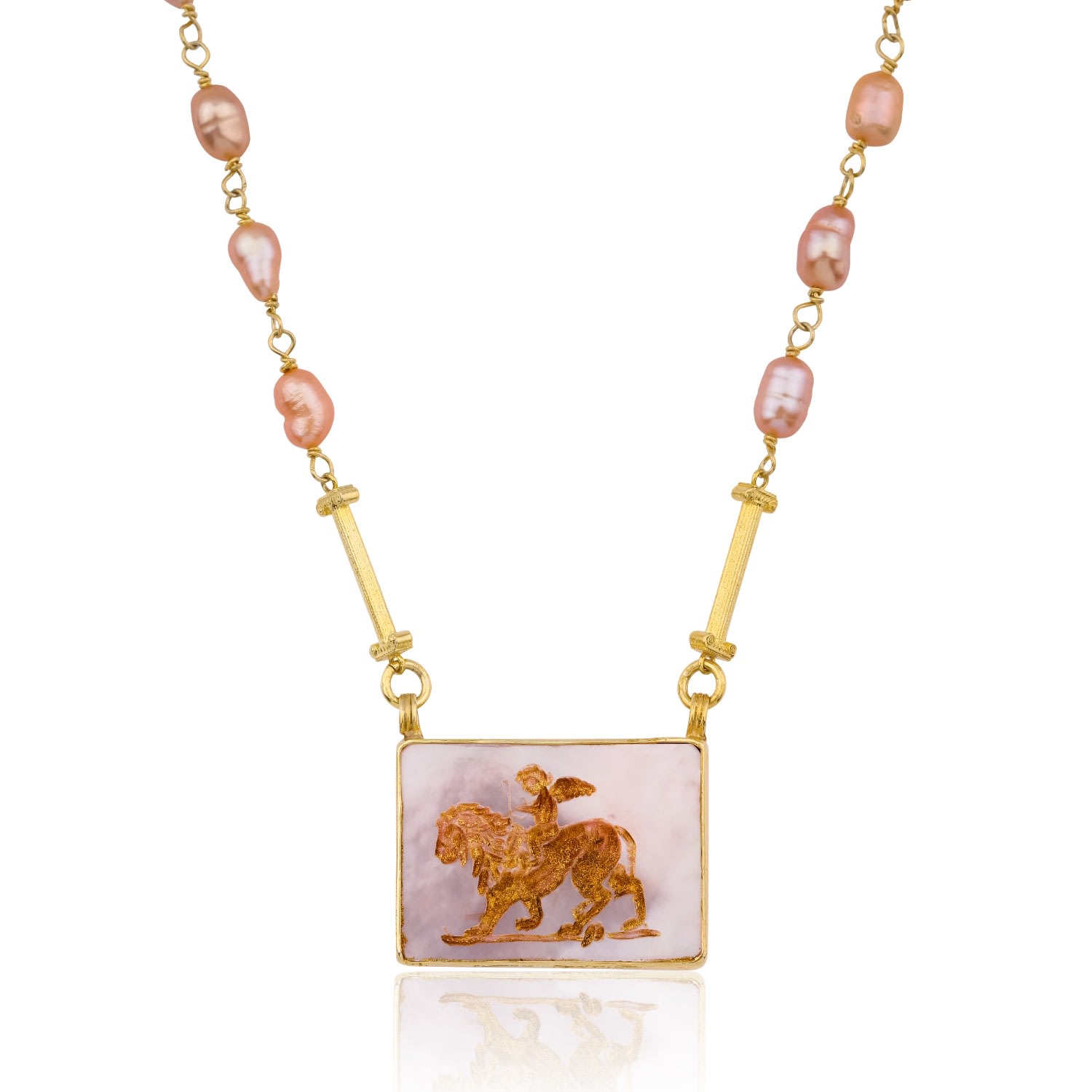 Ece London Women's Gold The Angel And The Lion Necklace In Gold