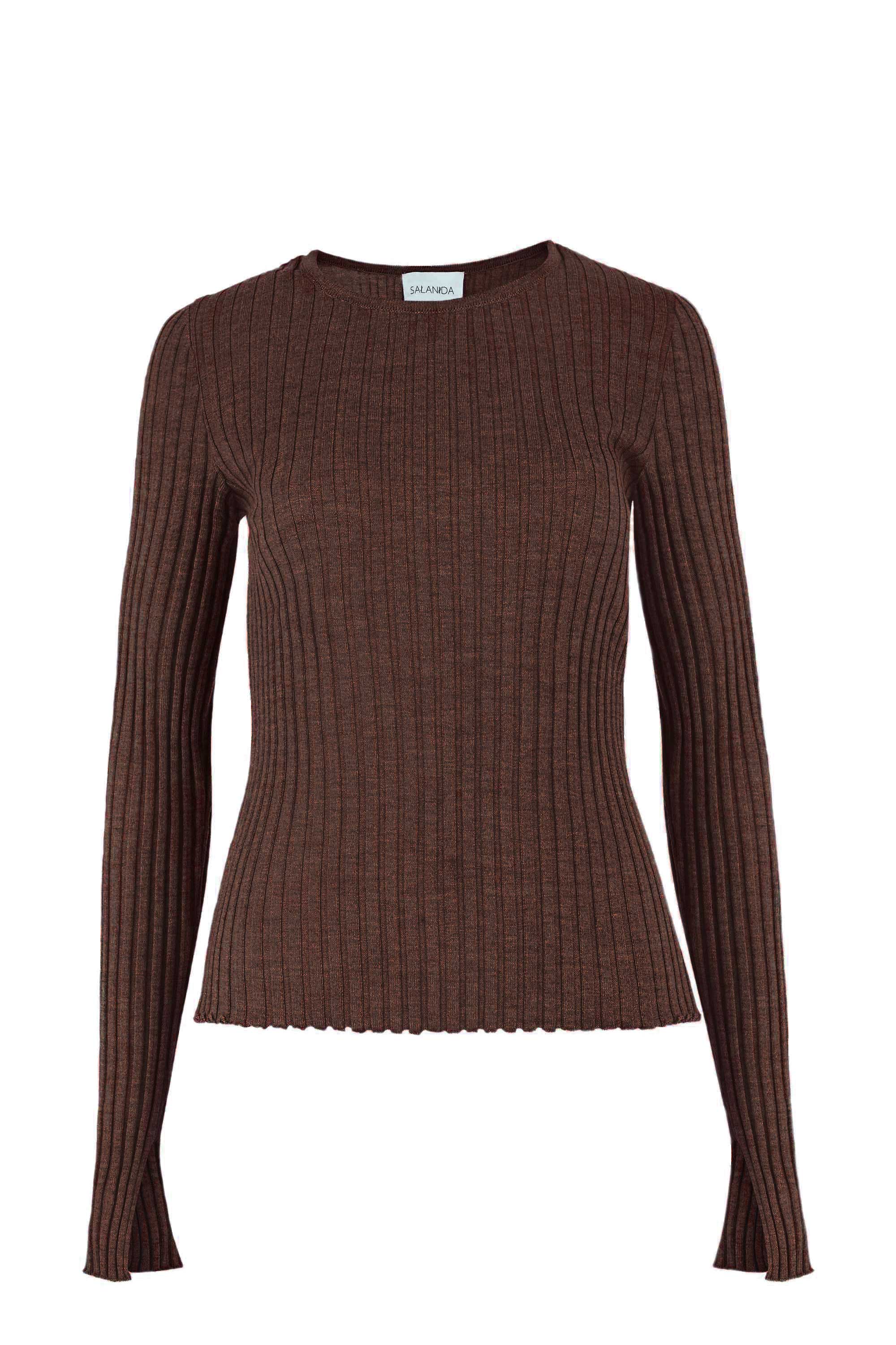 Salanida Women's Brown Brera 100% Merino Long-sleeve Top Chocolate