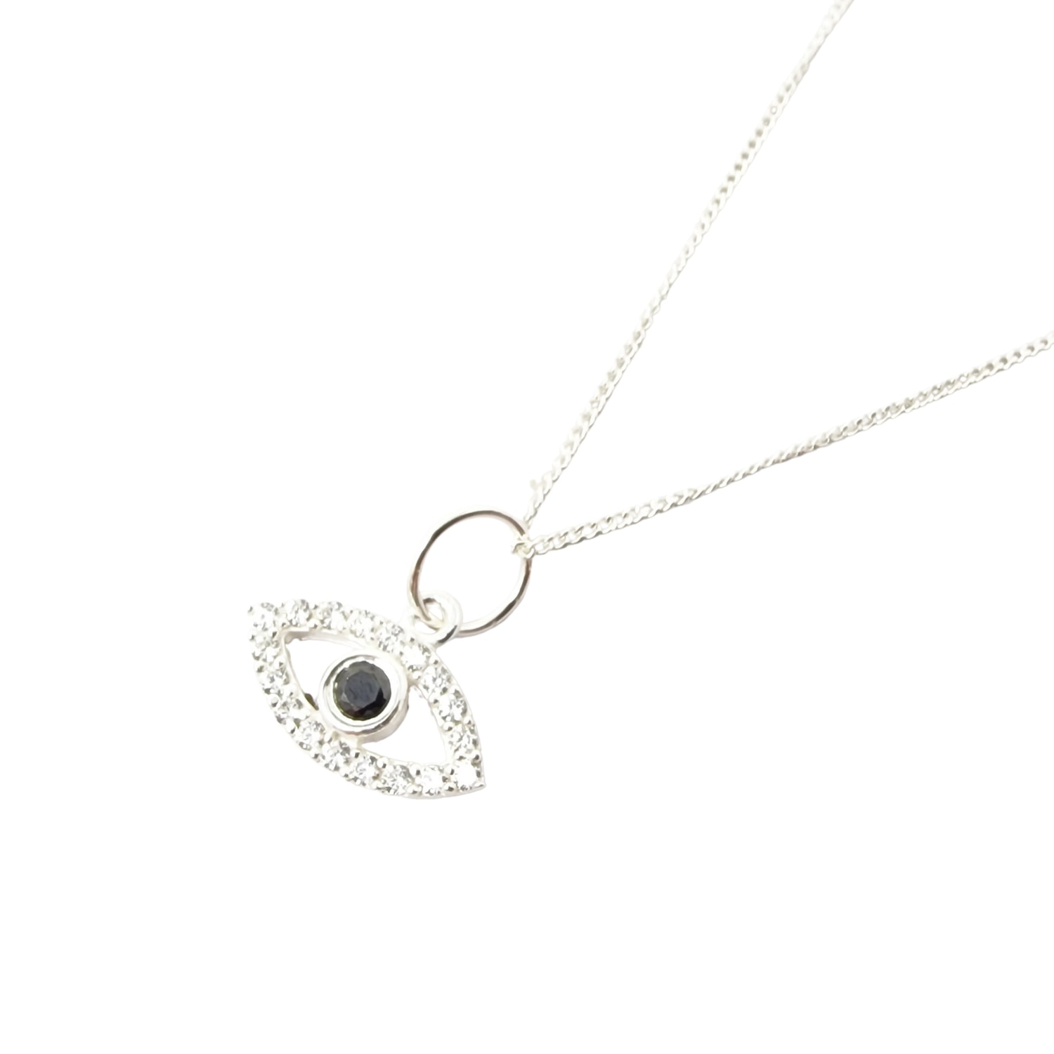 Women’s Black / Silver Evil Eye Healing Charm Silver Protection Necklace Harfi