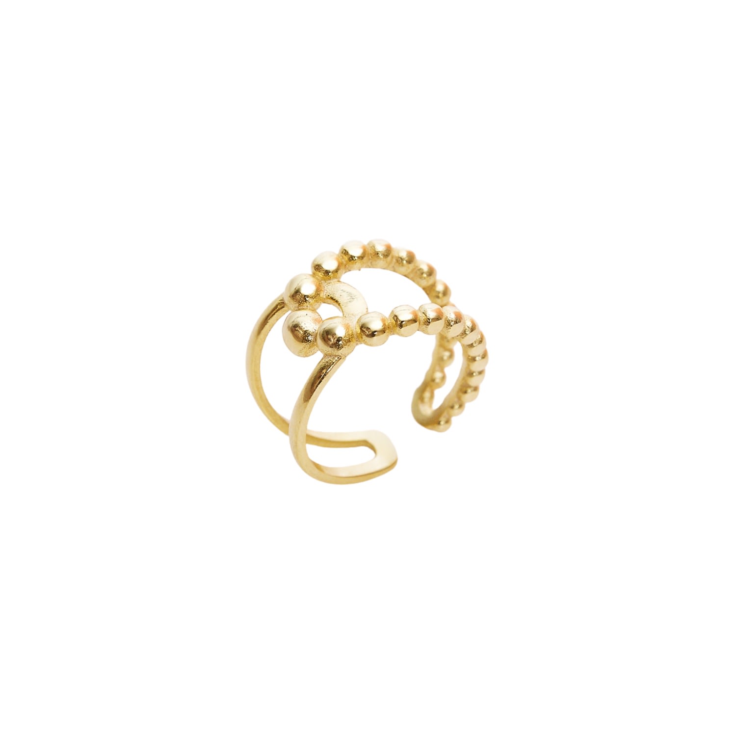 Spero London Women's Beaded Intercepting Circle Sterling Silver Adjustable Ring - Gold