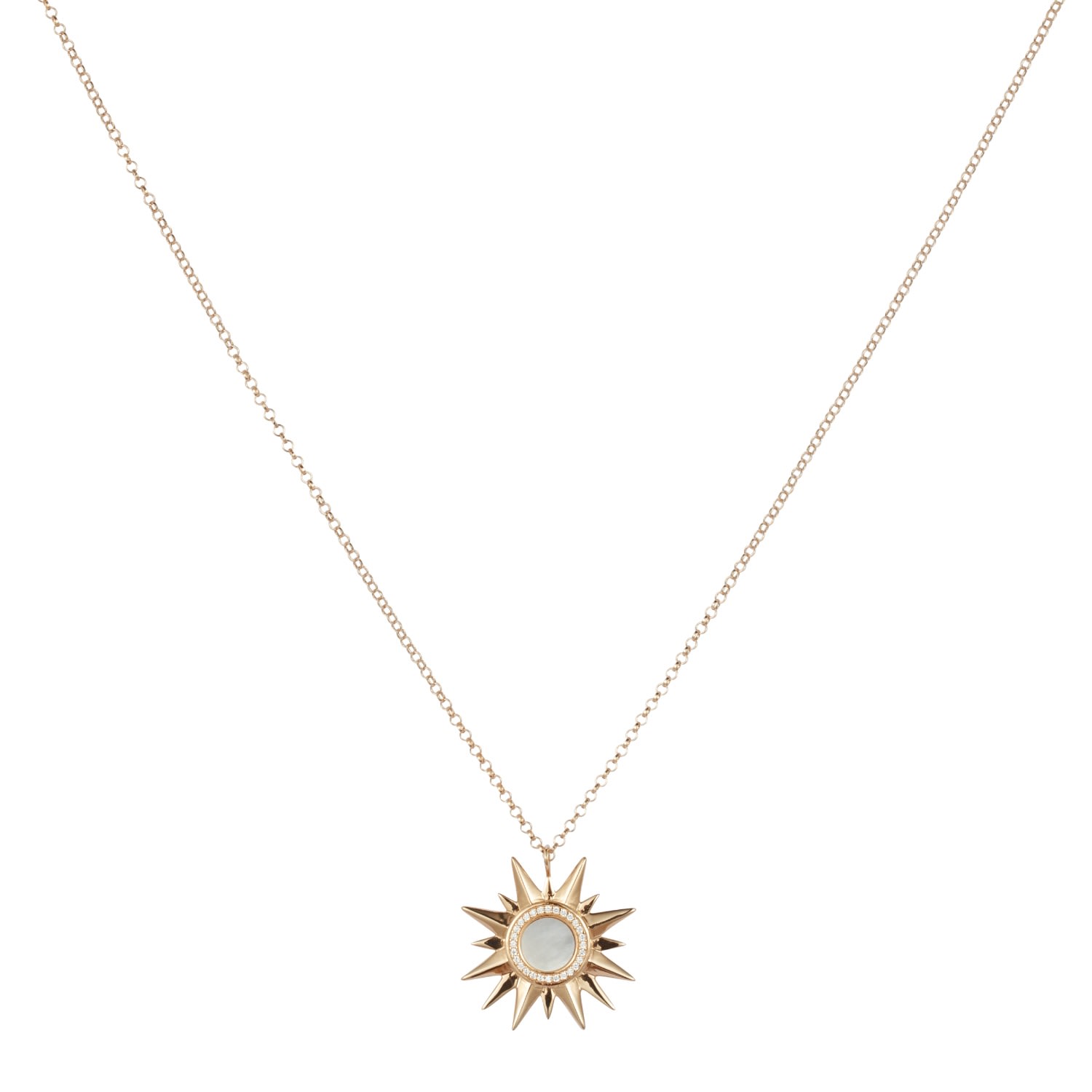 Toolally Women's Neutrals Sunburst Pendant - Pink Mother Of Pearl In White